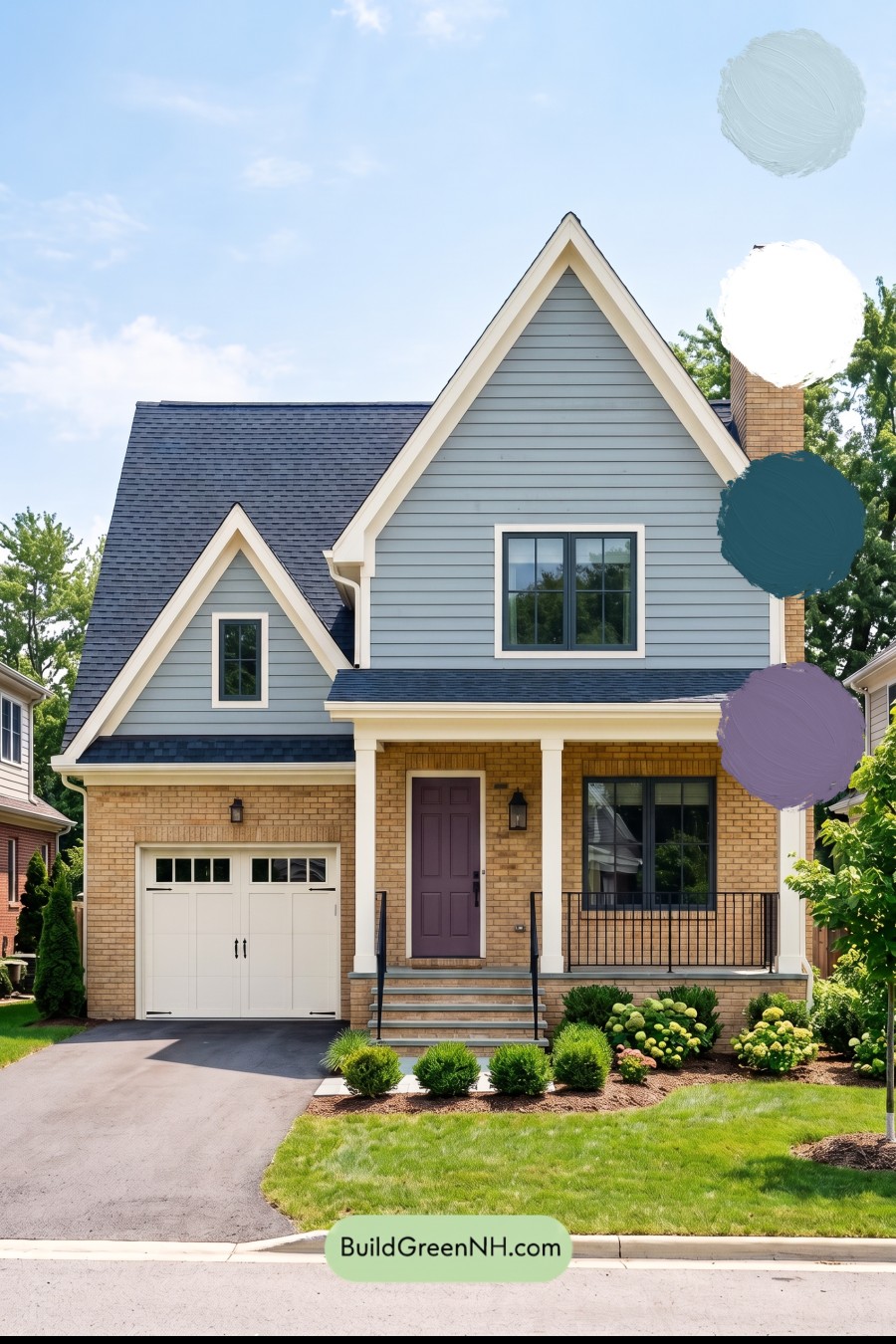 Yellow Brick House Exterior Color Scheme: Porcelain Gable Drift