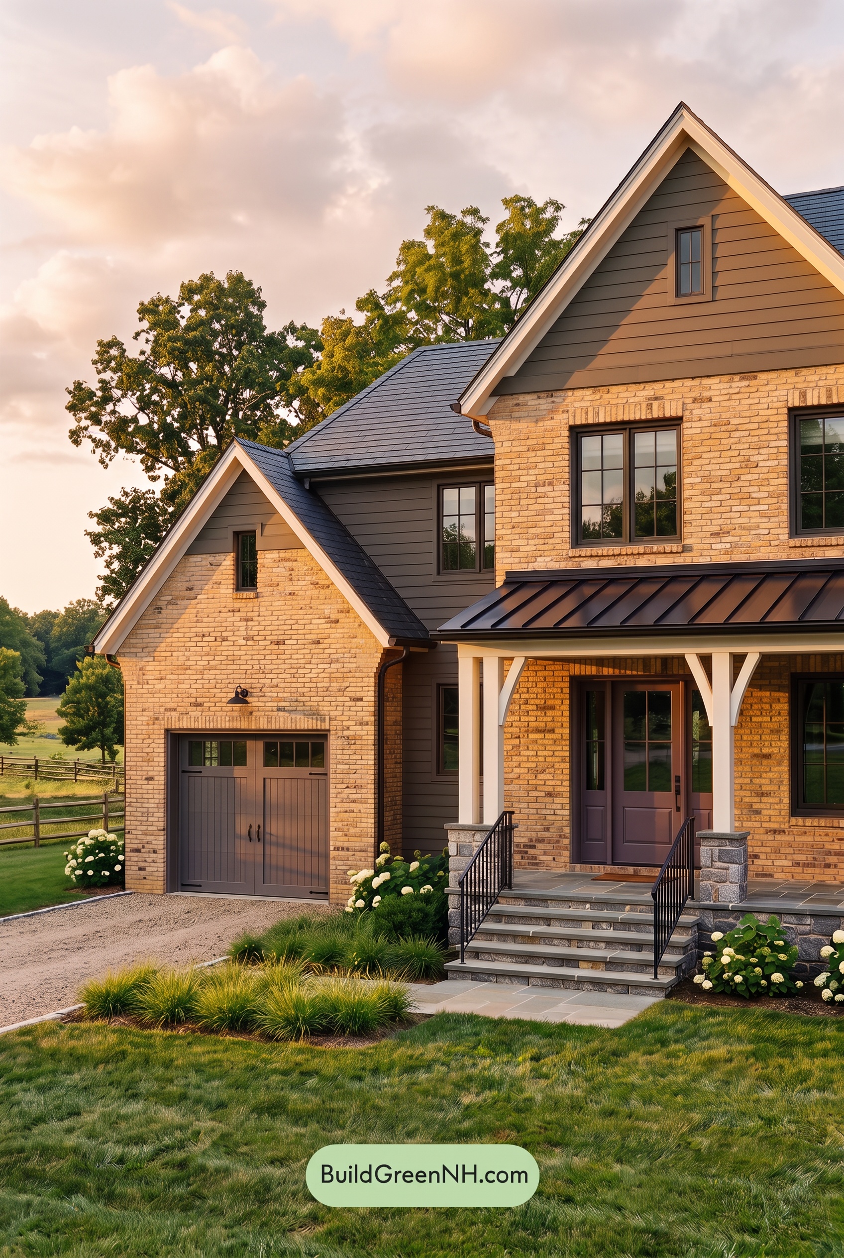 Yellow Brick House Exterior Color Scheme: Saffron Brick Nightfall - Golden Hour
