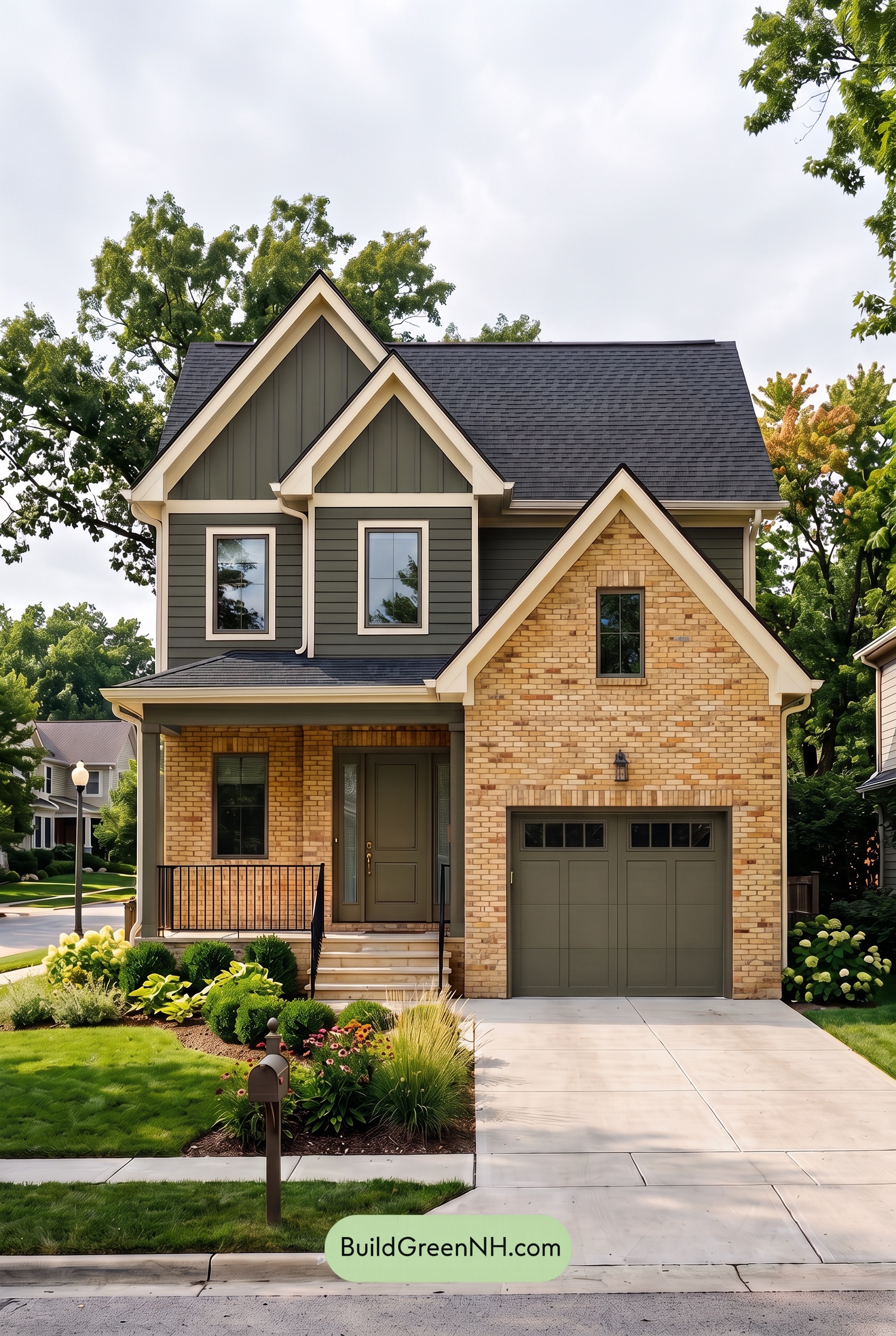 Yellow Brick House Exterior Color Scheme: Verdant Hearthline - Overcast