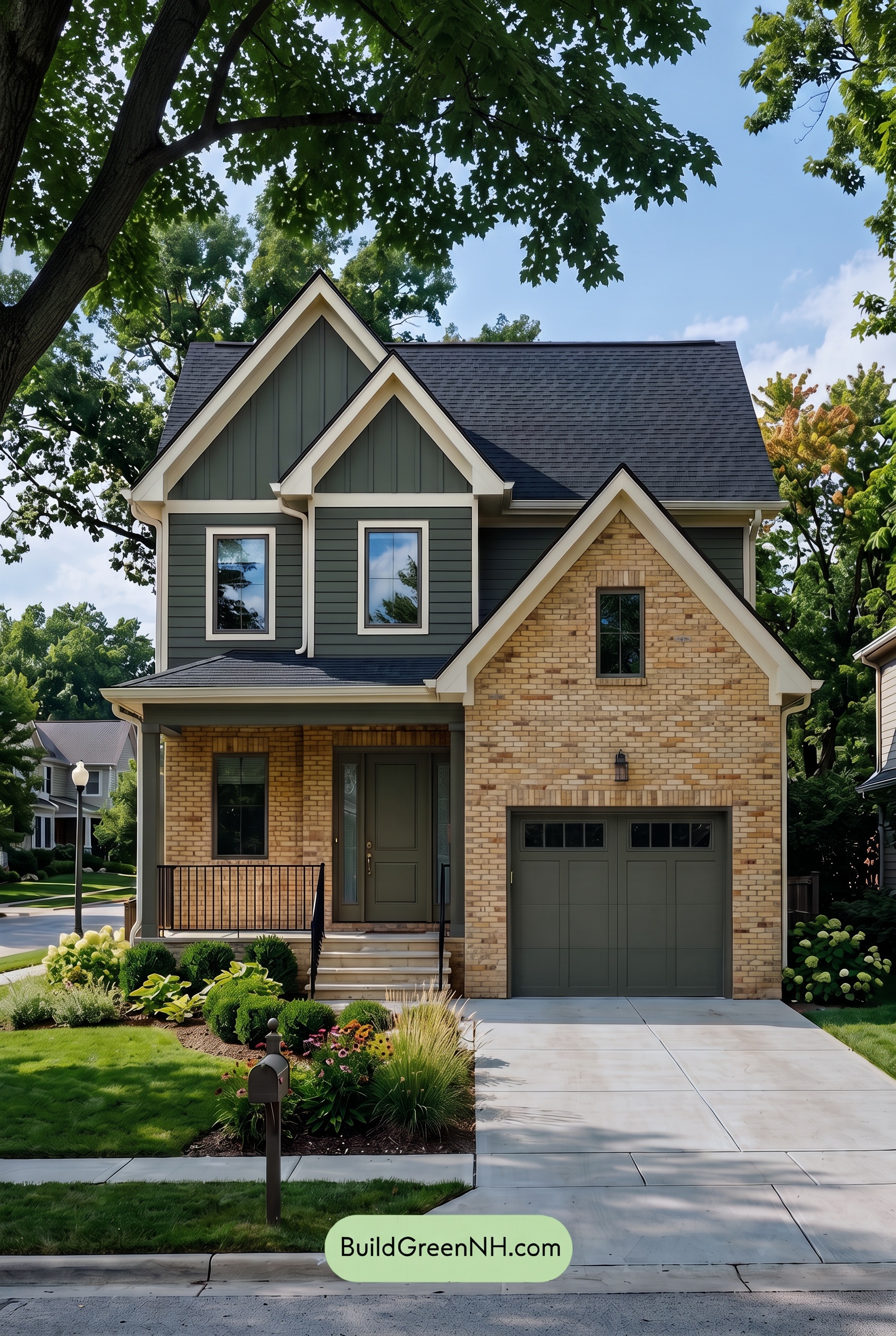Yellow Brick House Exterior Color Scheme: Verdant Hearthline - Shade