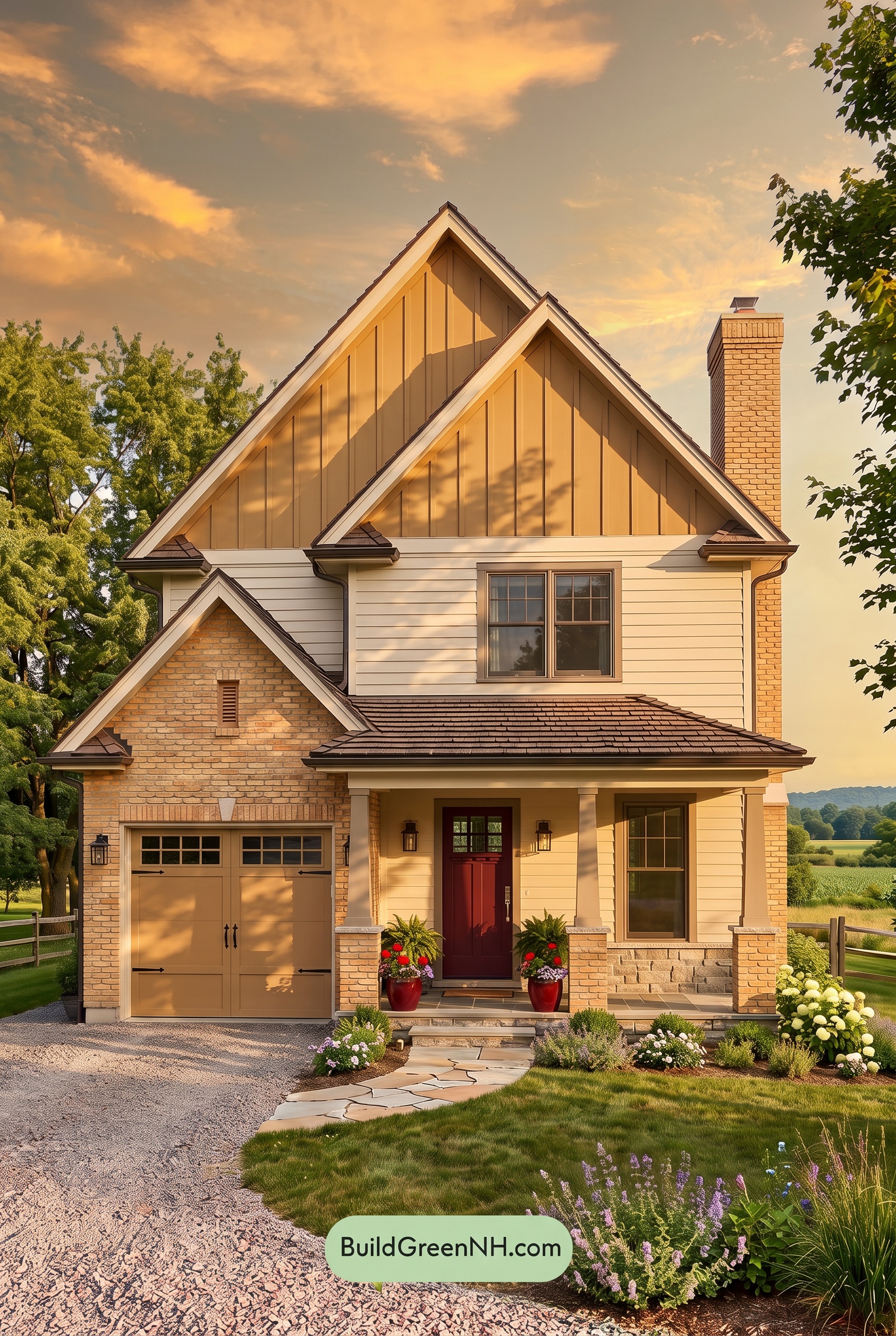 Yellow Brick House Exterior Color Scheme: Wheatstone Pulse - Golden Hour
