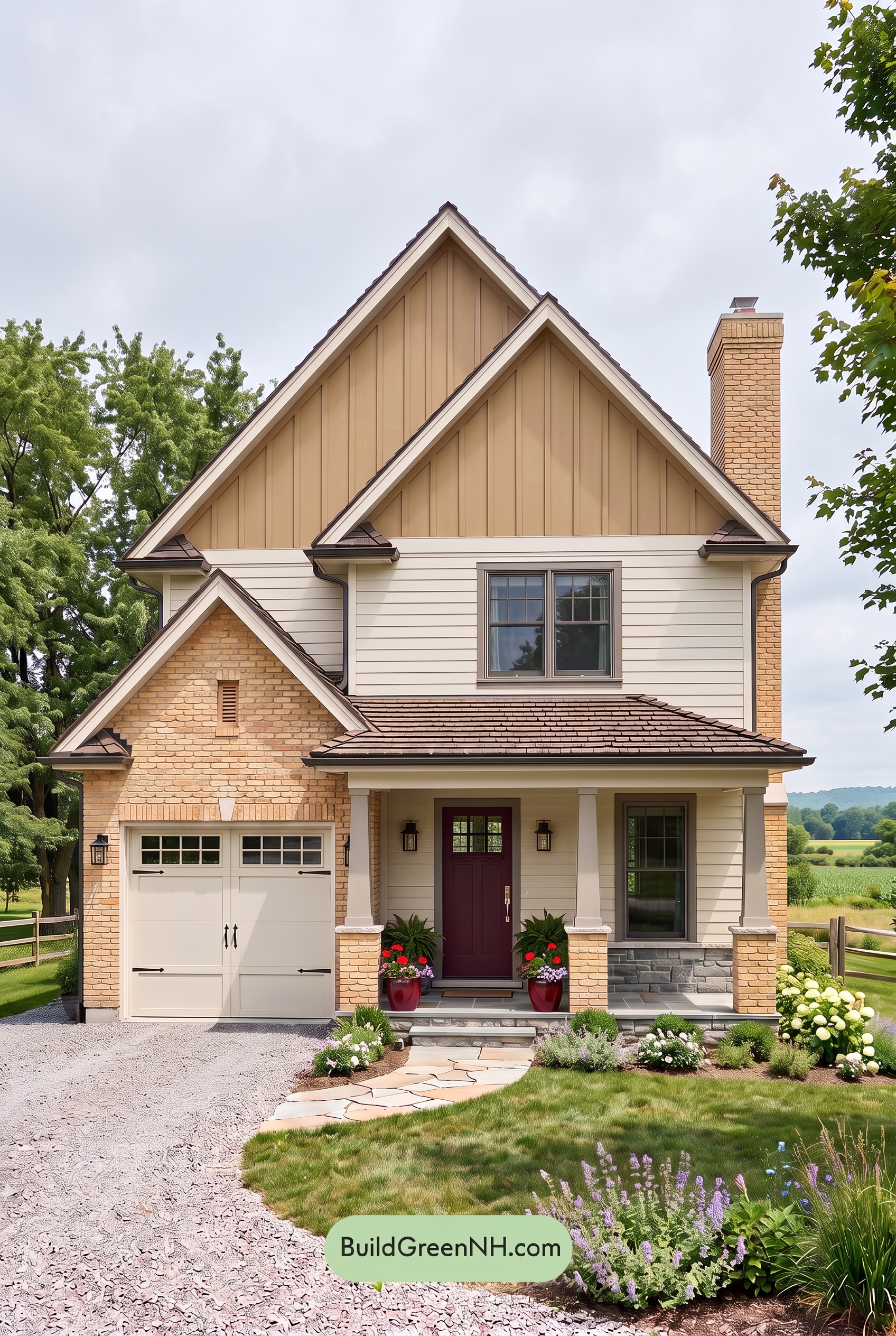 Yellow Brick House Exterior Color Scheme: Wheatstone Pulse - Overcast