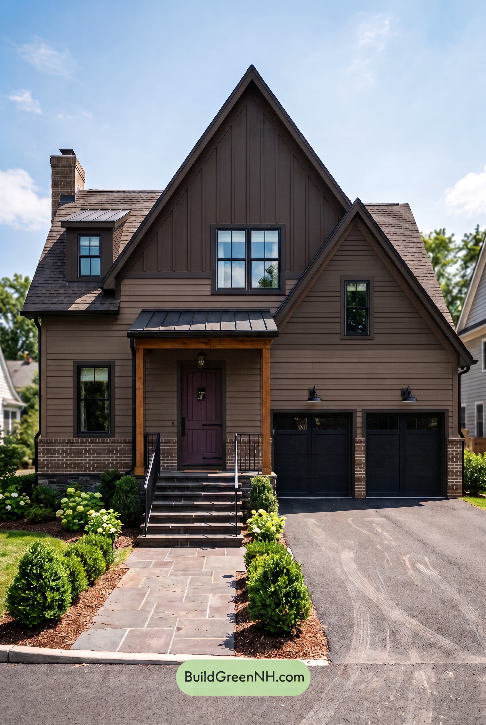 Dark Brown House Exterior Color Scheme: Chestnut Ironline