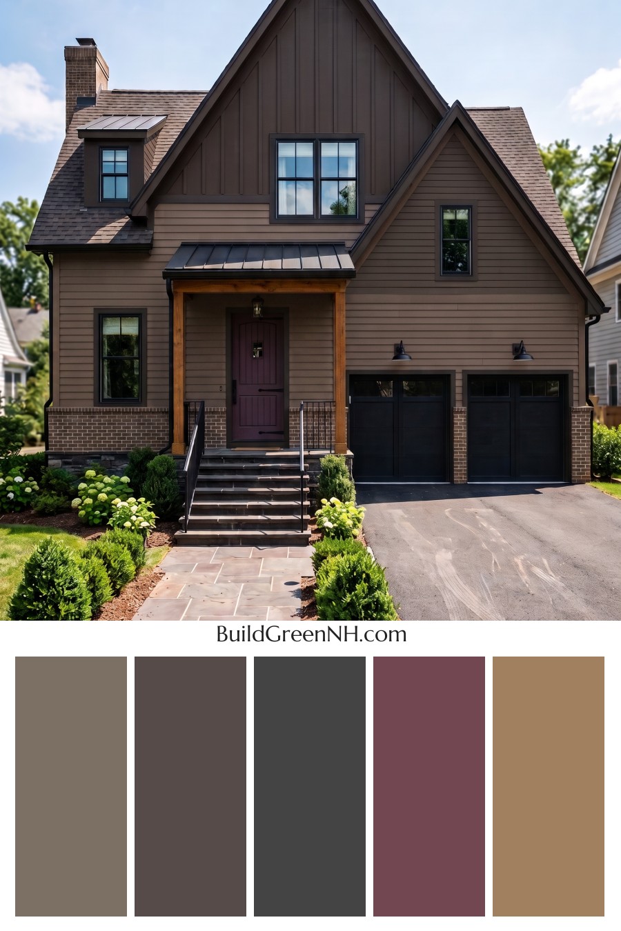 Dark Brown House Exterior Color Scheme: Chestnut Ironline