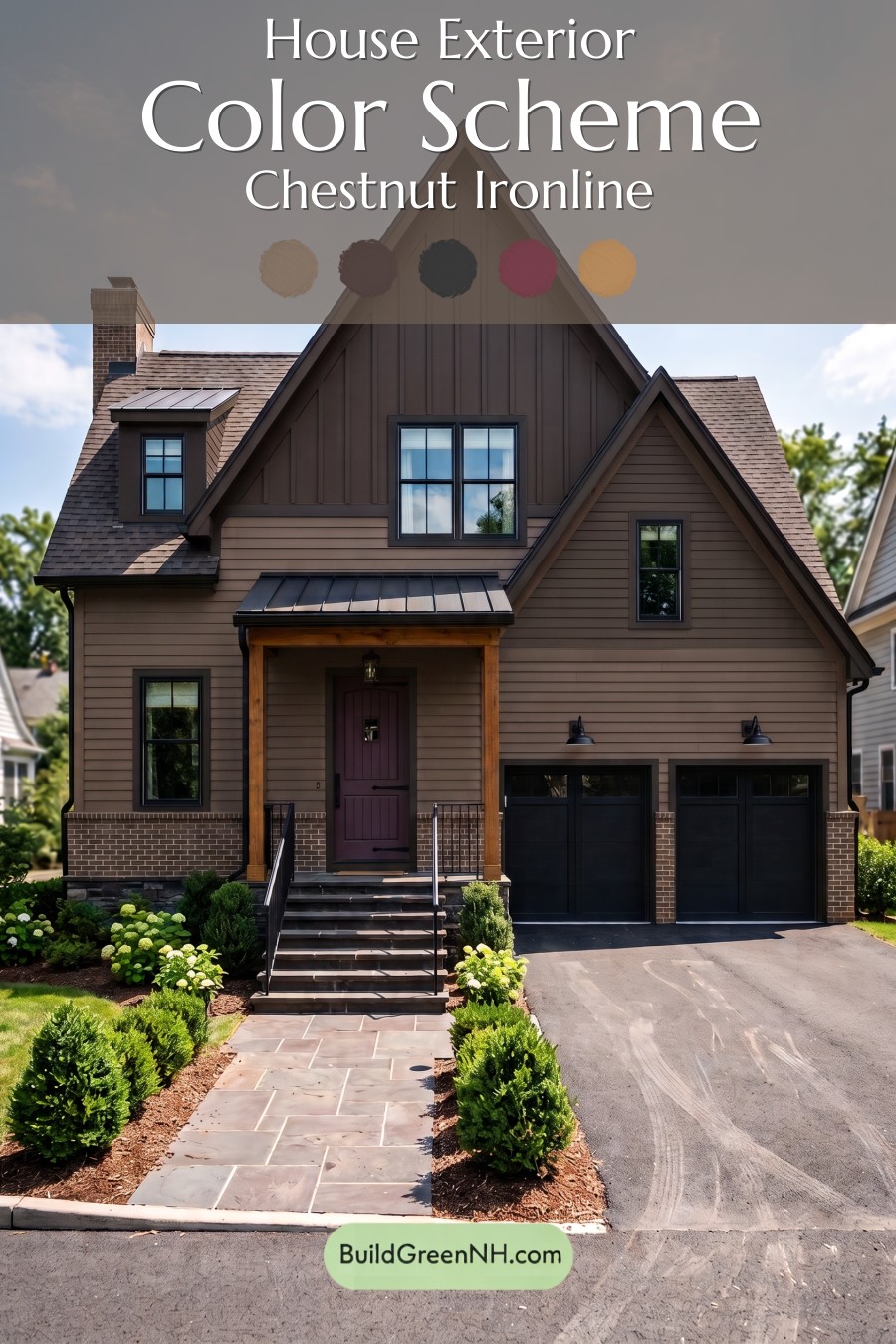 Dark Brown House Exterior Color Scheme: Chestnut Ironline