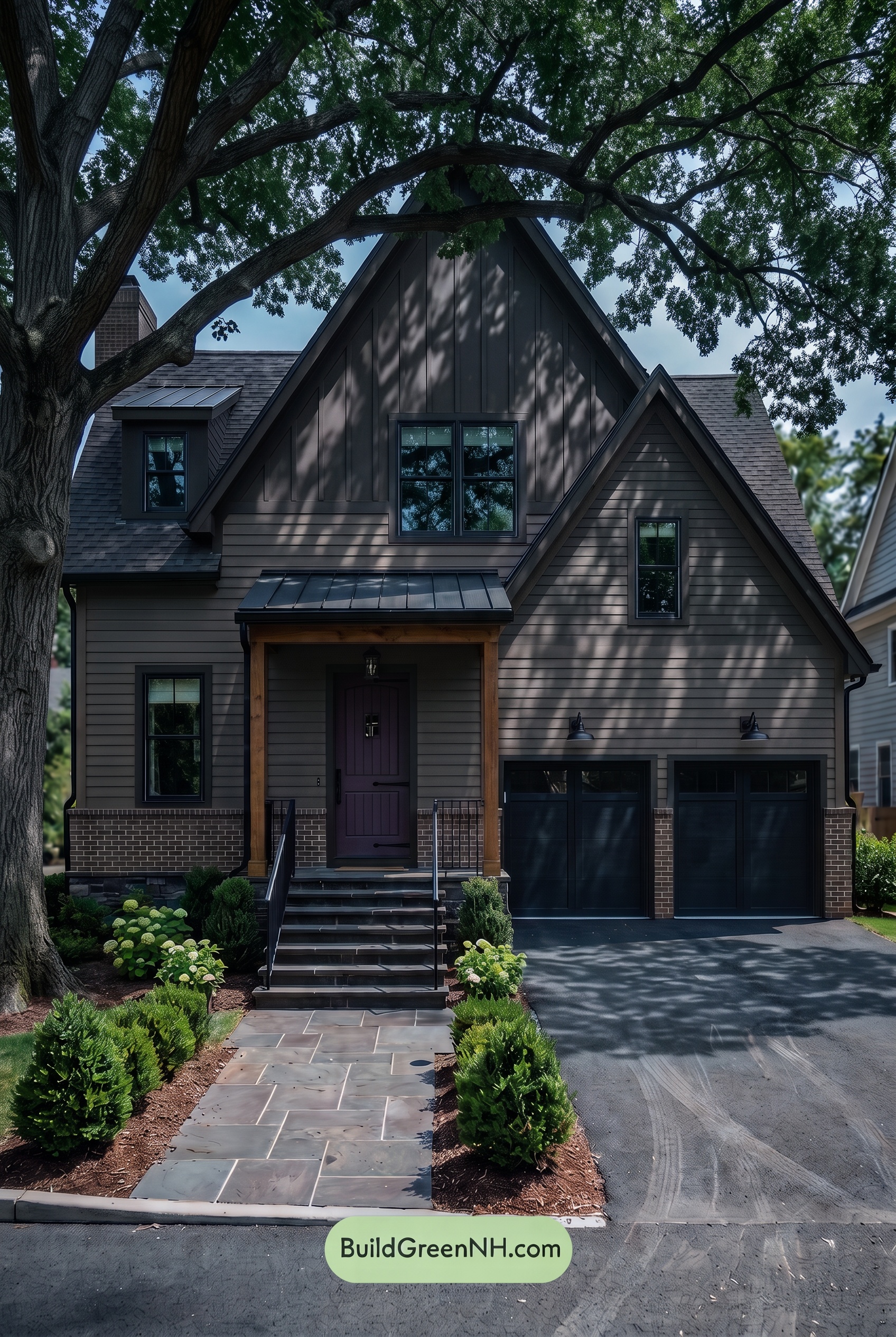 Dark Brown House Exterior Color Scheme: Chestnut Ironline - Shade