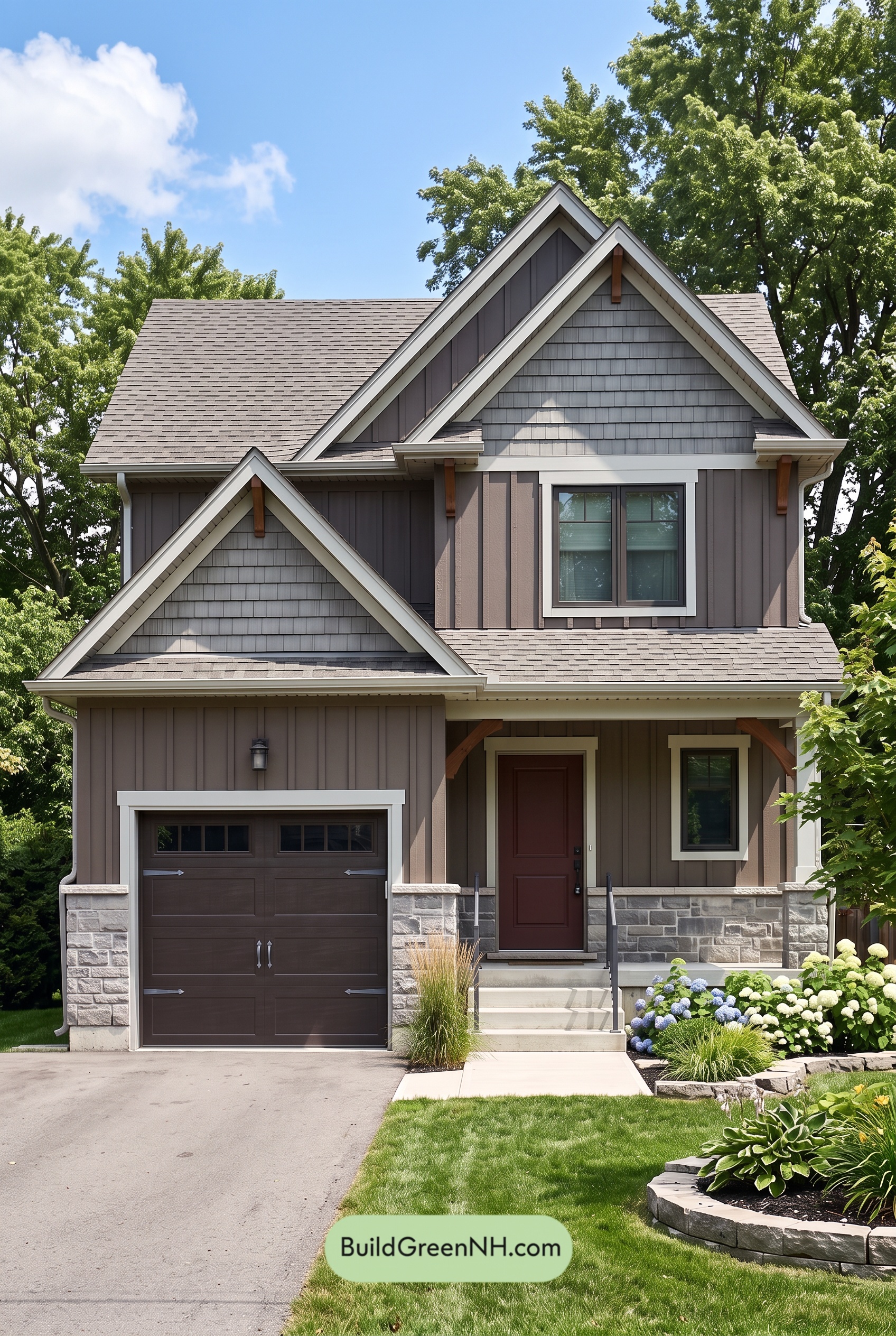 Dark Brown House Exterior Color Scheme: Cocoa Pewter Gables