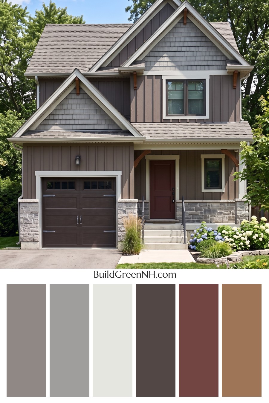 Dark Brown House Exterior Color Scheme: Cocoa Pewter Gables