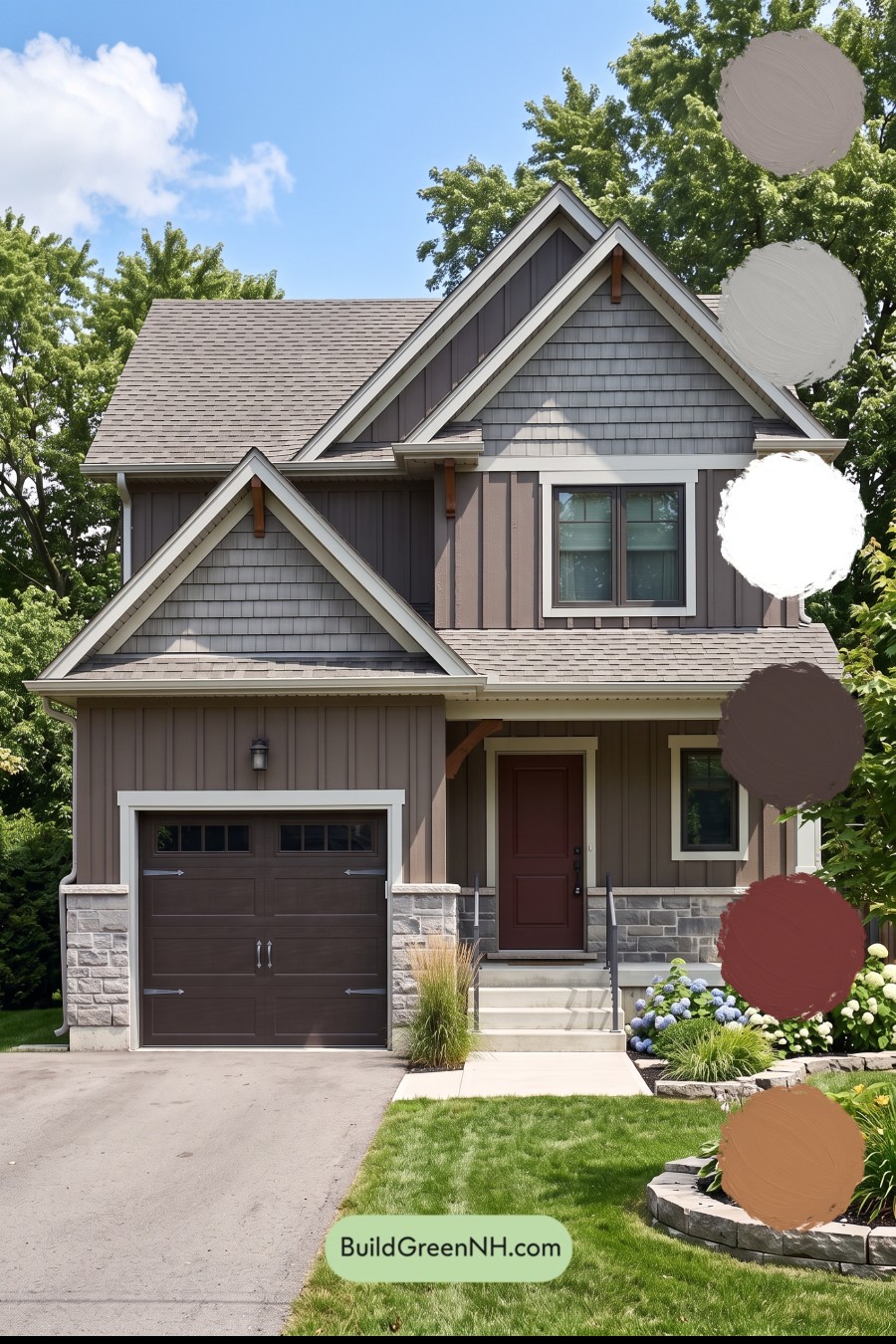 Dark Brown House Exterior Color Scheme: Cocoa Pewter Gables