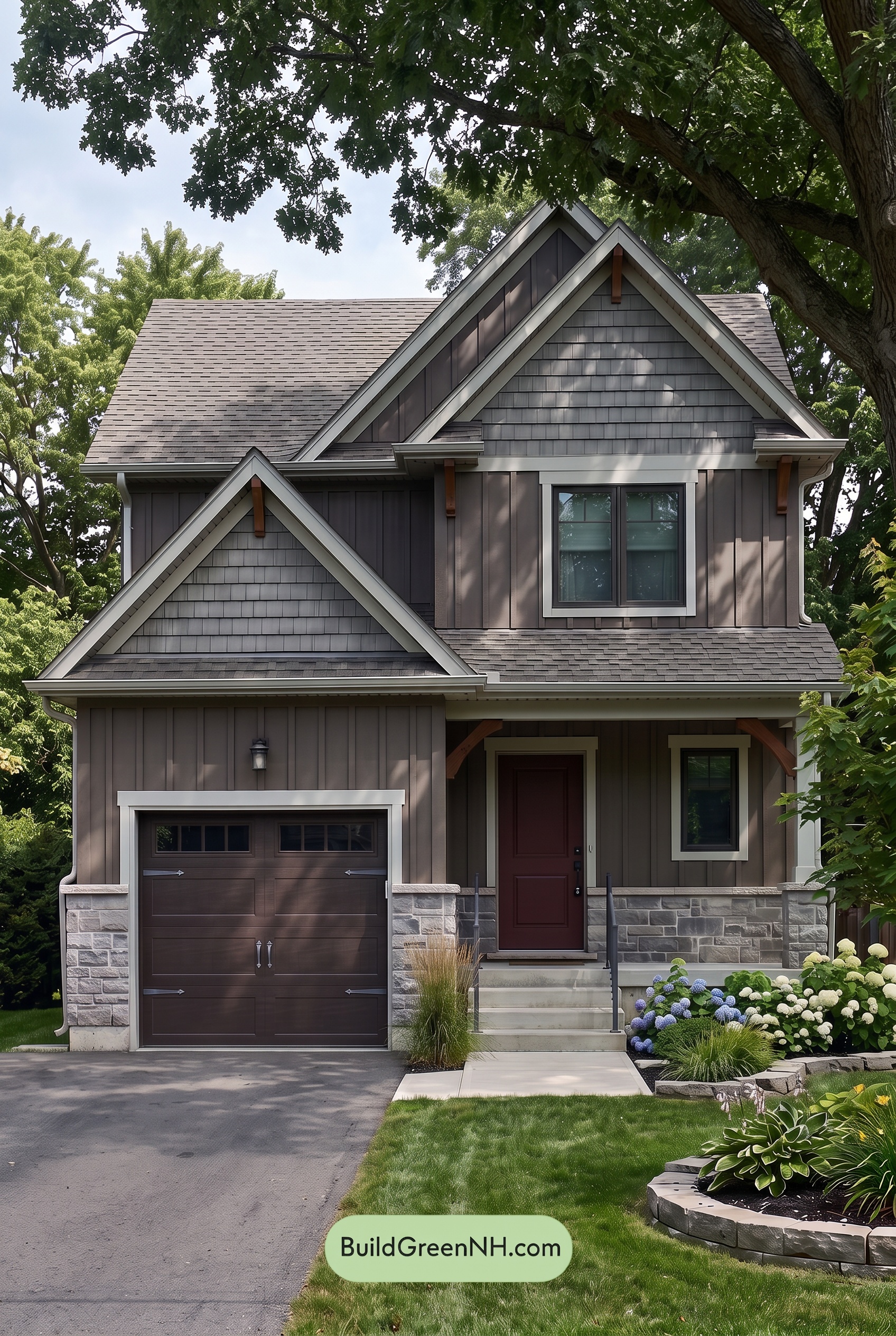 Dark Brown House Exterior Color Scheme: Cocoa Pewter Gables - Shade