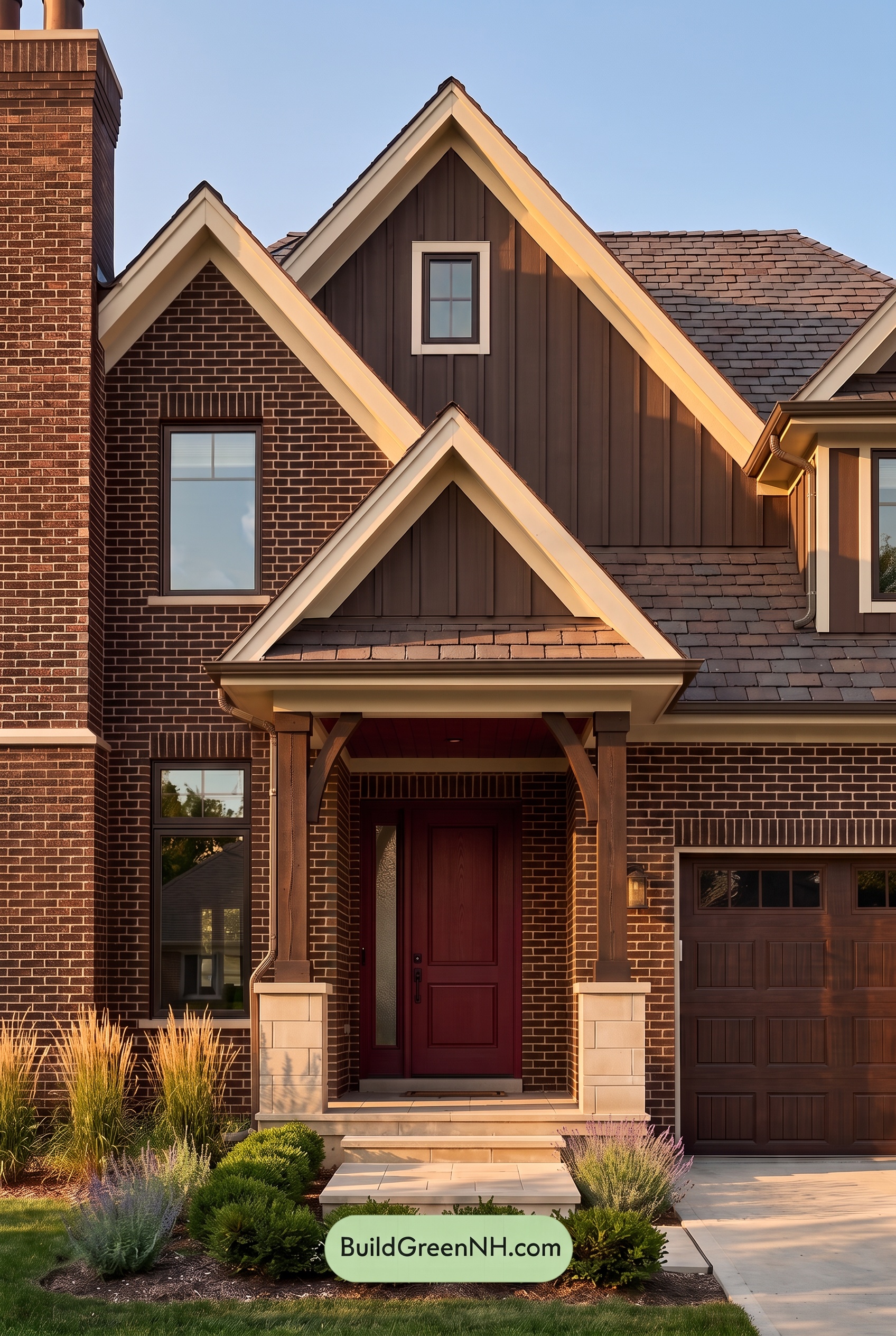 Dark Brown House Exterior Color Scheme: Crimson Eaves - Golden Hour