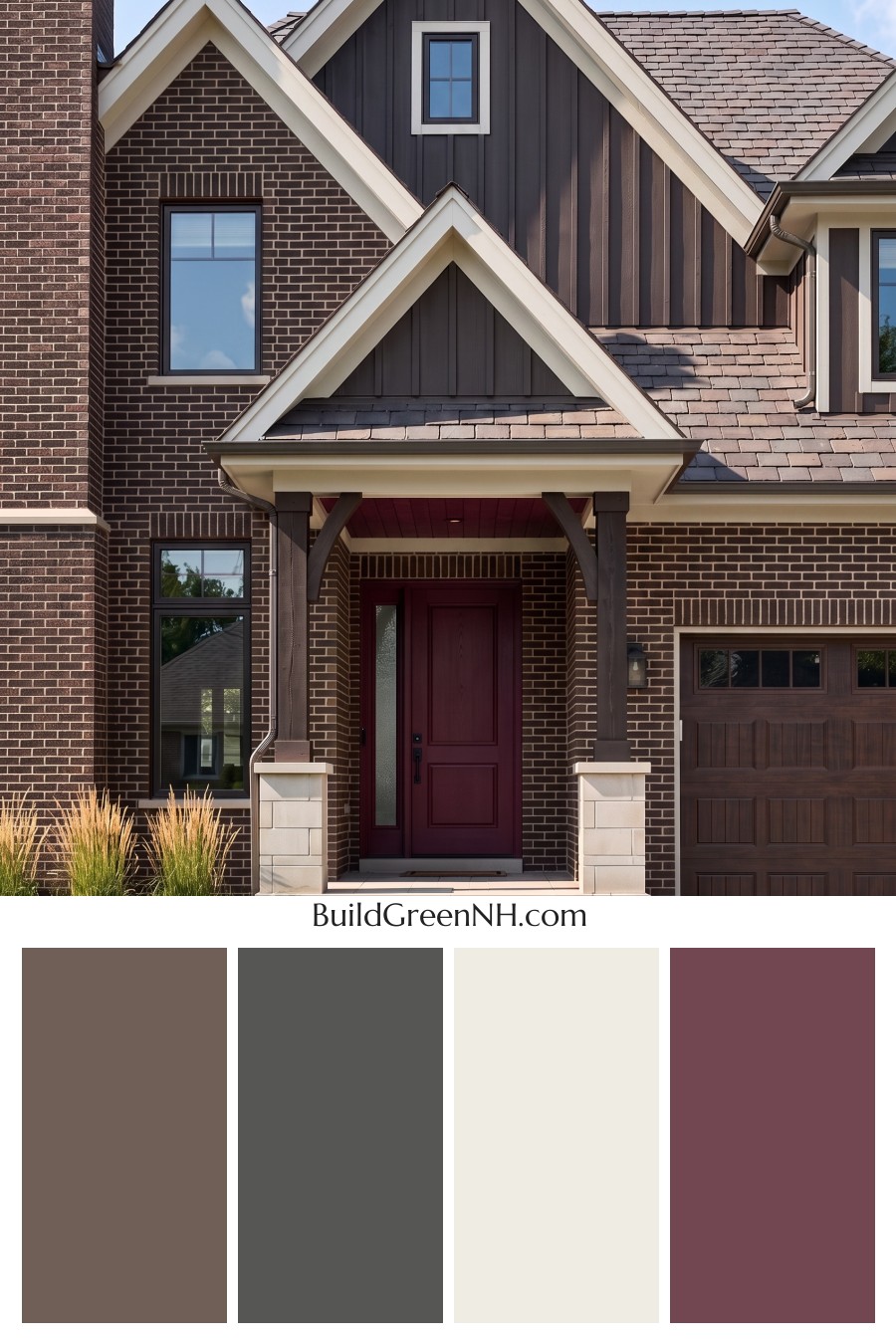 Dark Brown House Exterior Color Scheme: Crimson Eaves
