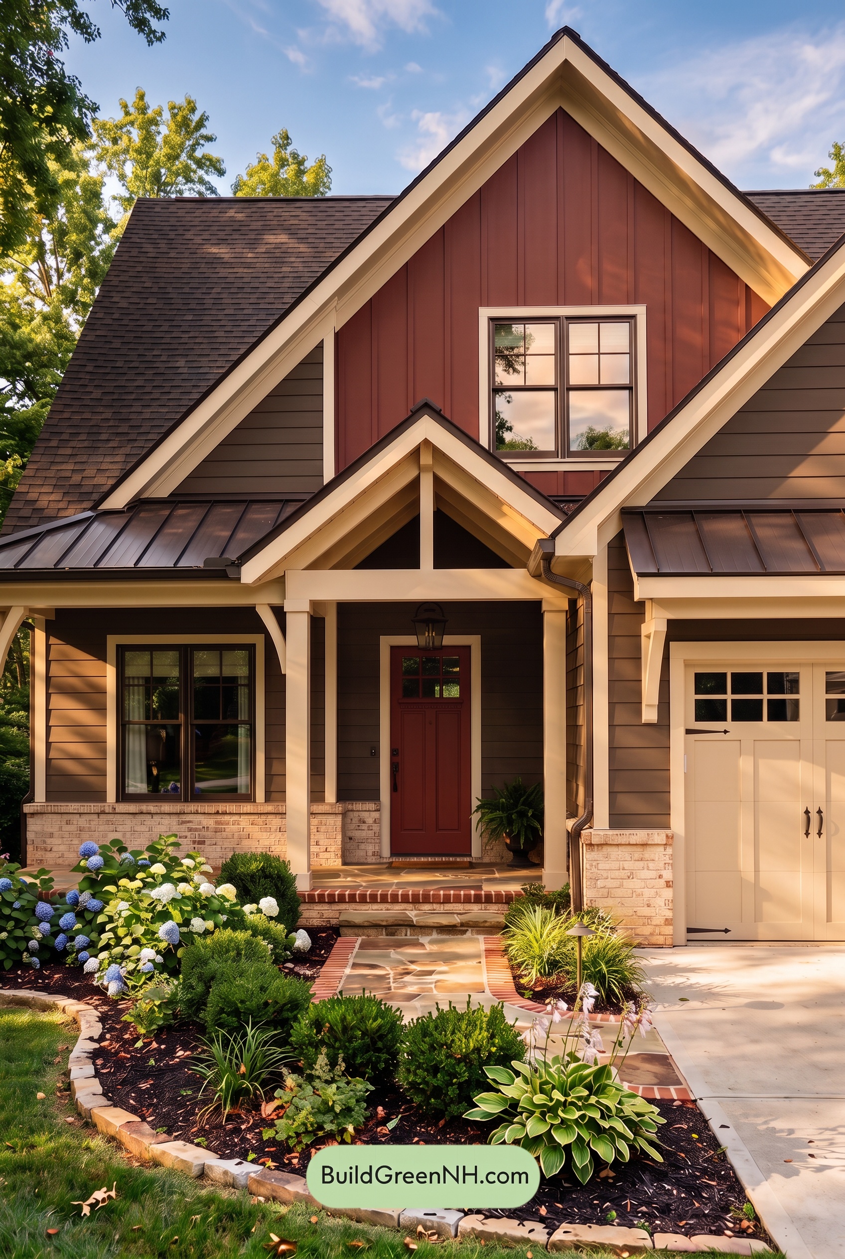 Dark Brown House Exterior Color Scheme: Embercrest Welcome - Golden Hour