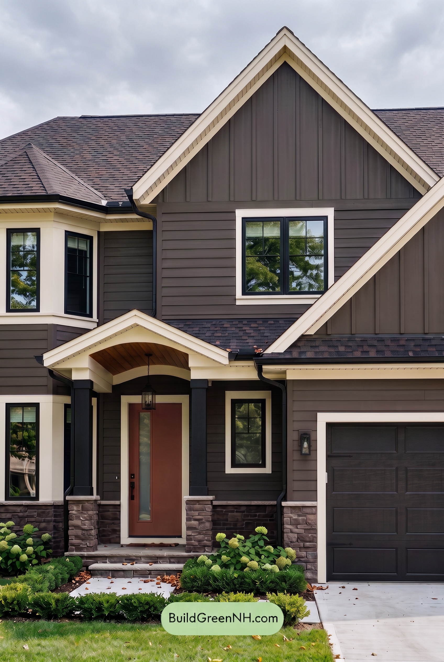 Dark Brown House Exterior Color Scheme: Espresso Porchlight - Overcast