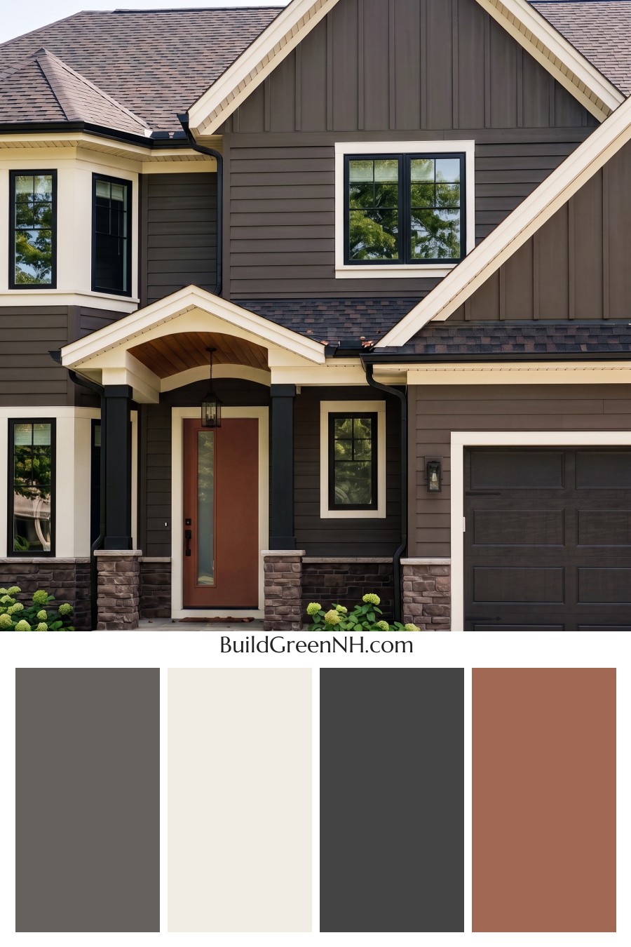 Dark Brown House Exterior Color Scheme: Espresso Porchlight