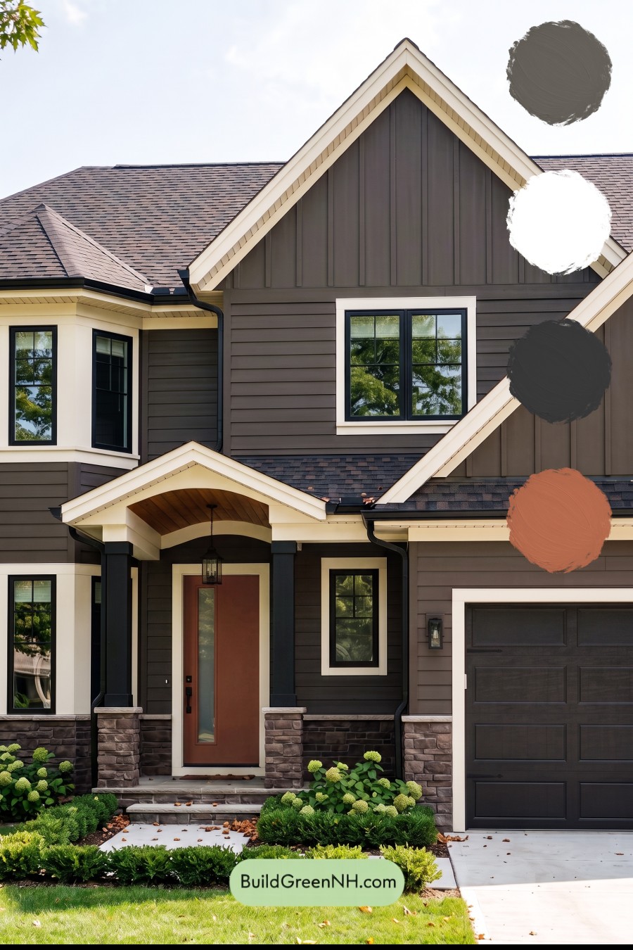 Dark Brown House Exterior Color Scheme: Espresso Porchlight