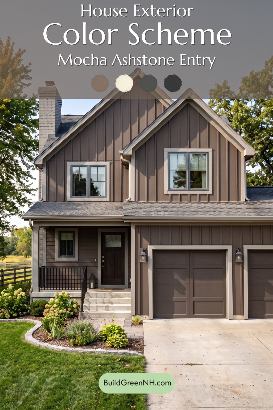 Dark Brown House Exterior Color Scheme: Mocha Ashstone Entry