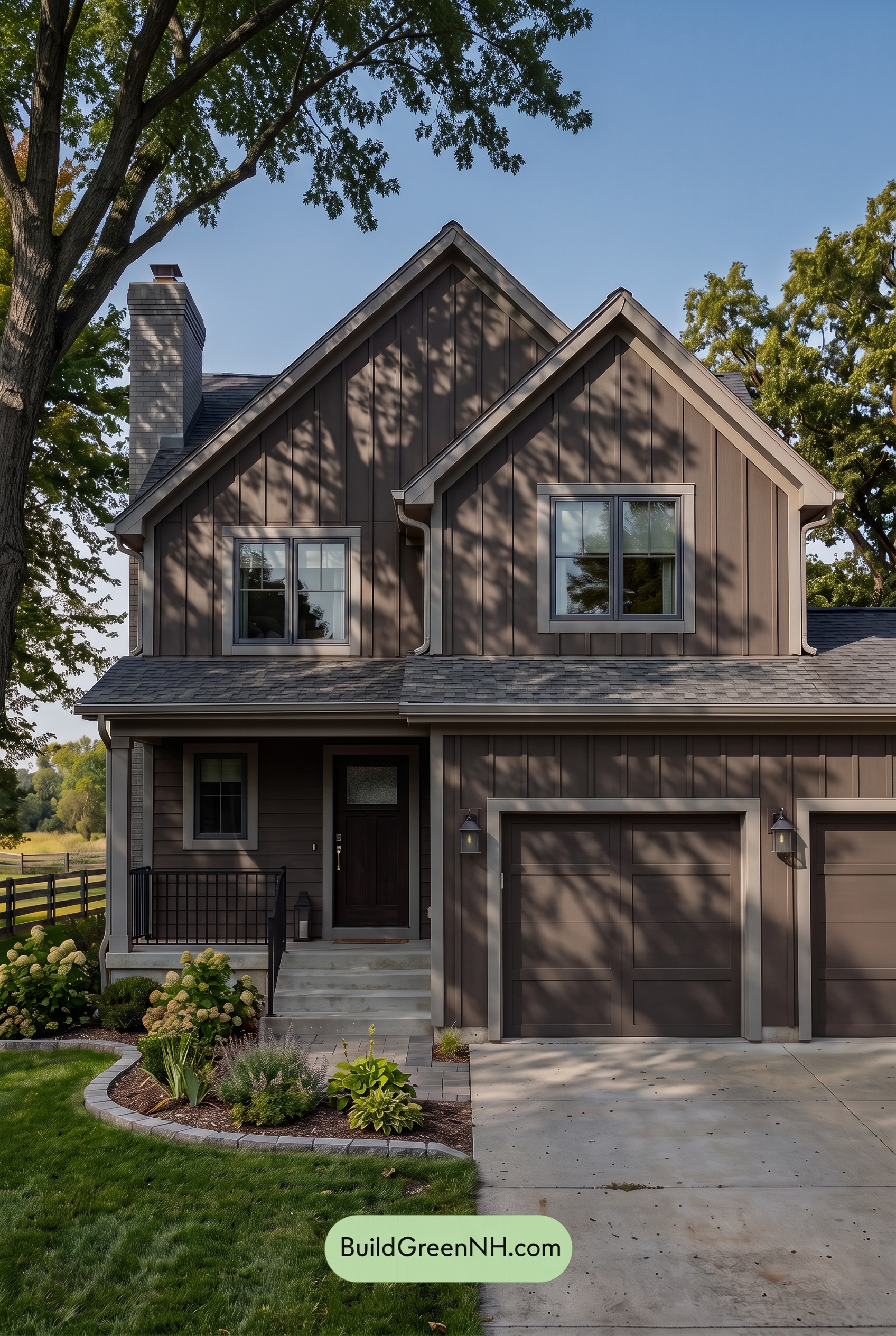 Dark Brown House Exterior Color Scheme: Mocha Ashstone Entry - Shade