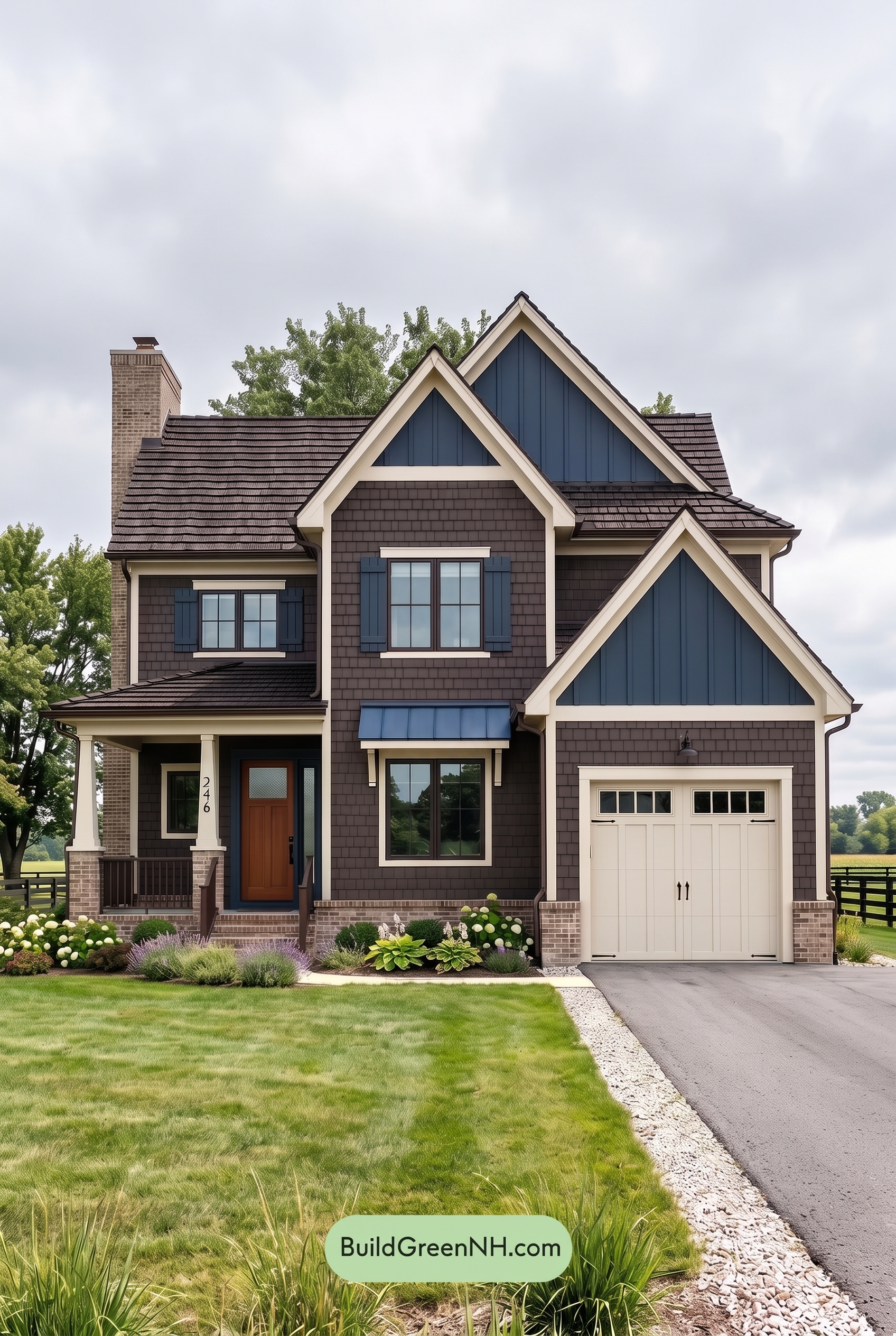 Dark Brown House Exterior Color Scheme: Sapphire Homestead - Overcast