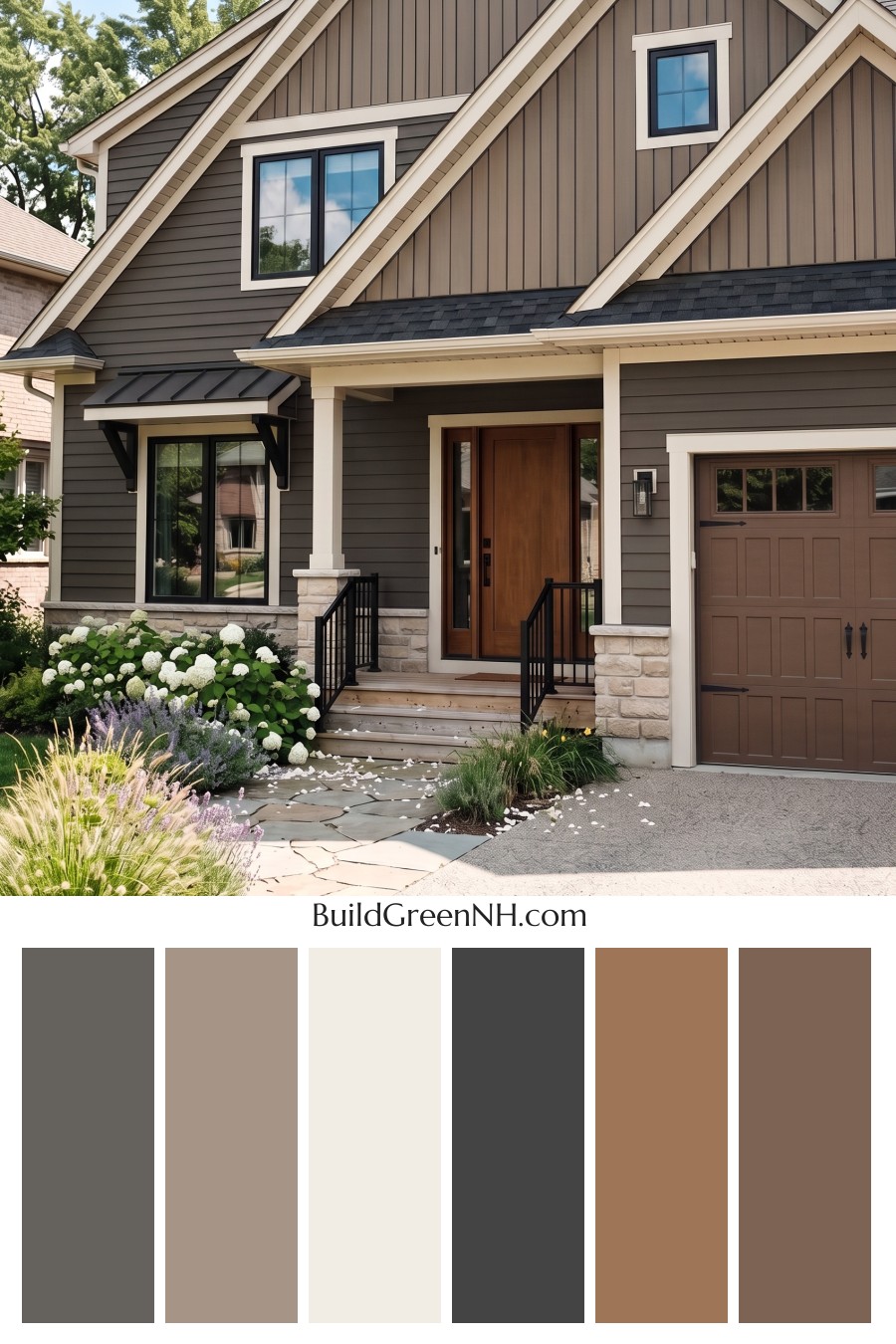 Dark Brown House Exterior Color Scheme: Truffle Gable Charm