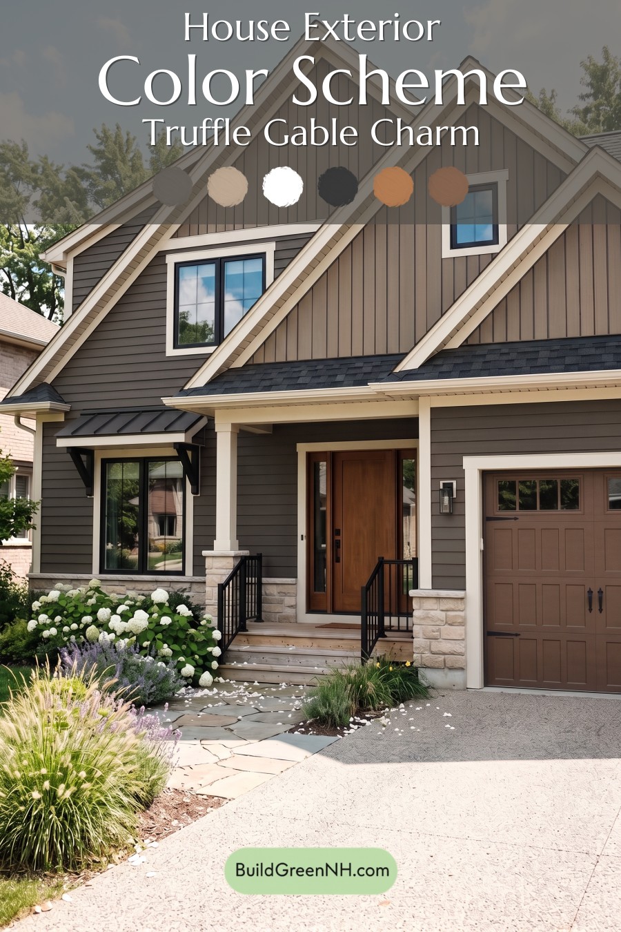Dark Brown House Exterior Color Scheme: Truffle Gable Charm