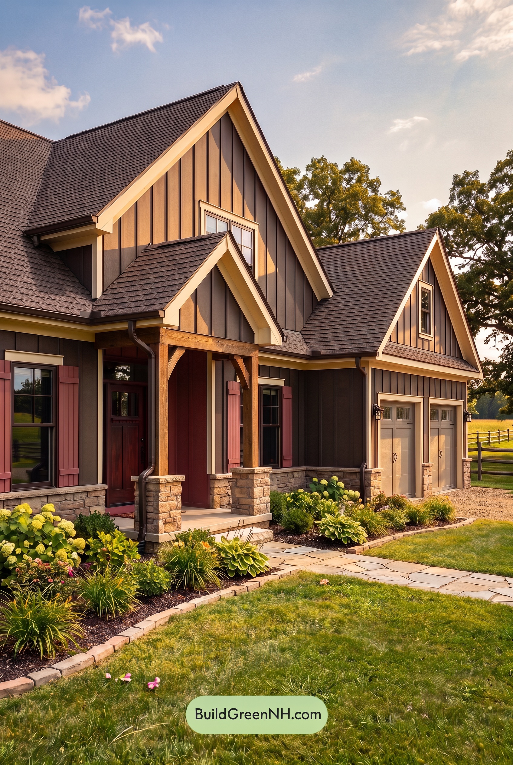 Dark Brown House Exterior Color Scheme: Velvet Gablehouse - Golden Hour