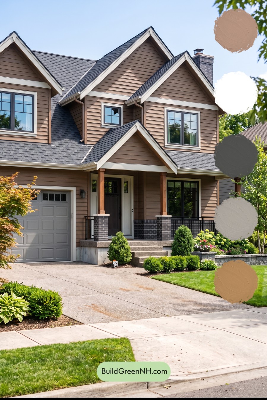 Dark Brown House Exterior Color Scheme: Walnut Silver Porch