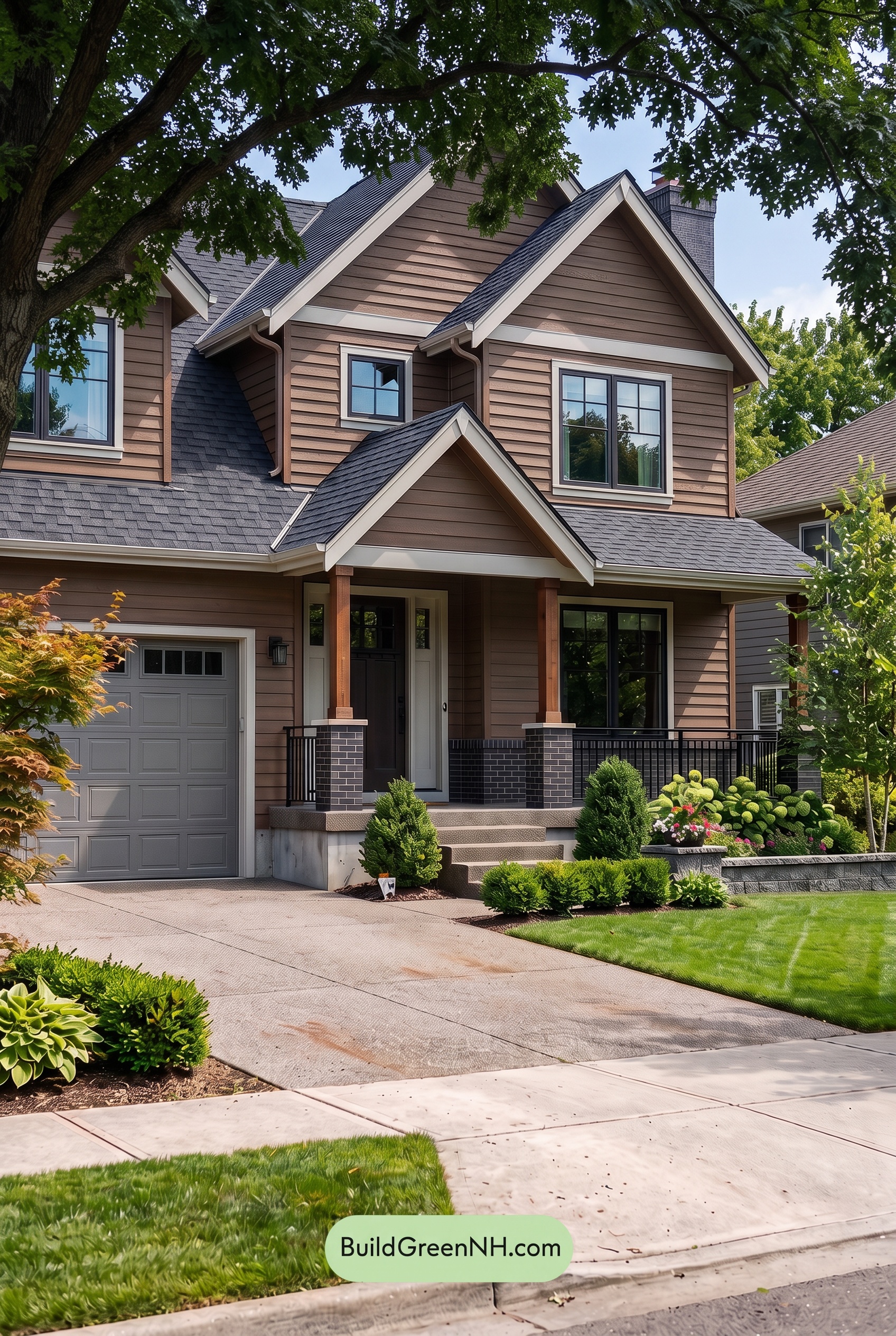 Dark Brown House Exterior Color Scheme: Walnut Silver Porch - Shade