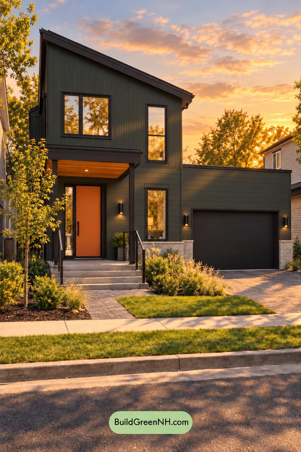 Dark Modern House Exterior Color Scheme: Balsam Terracotta Shift - Golden Hour