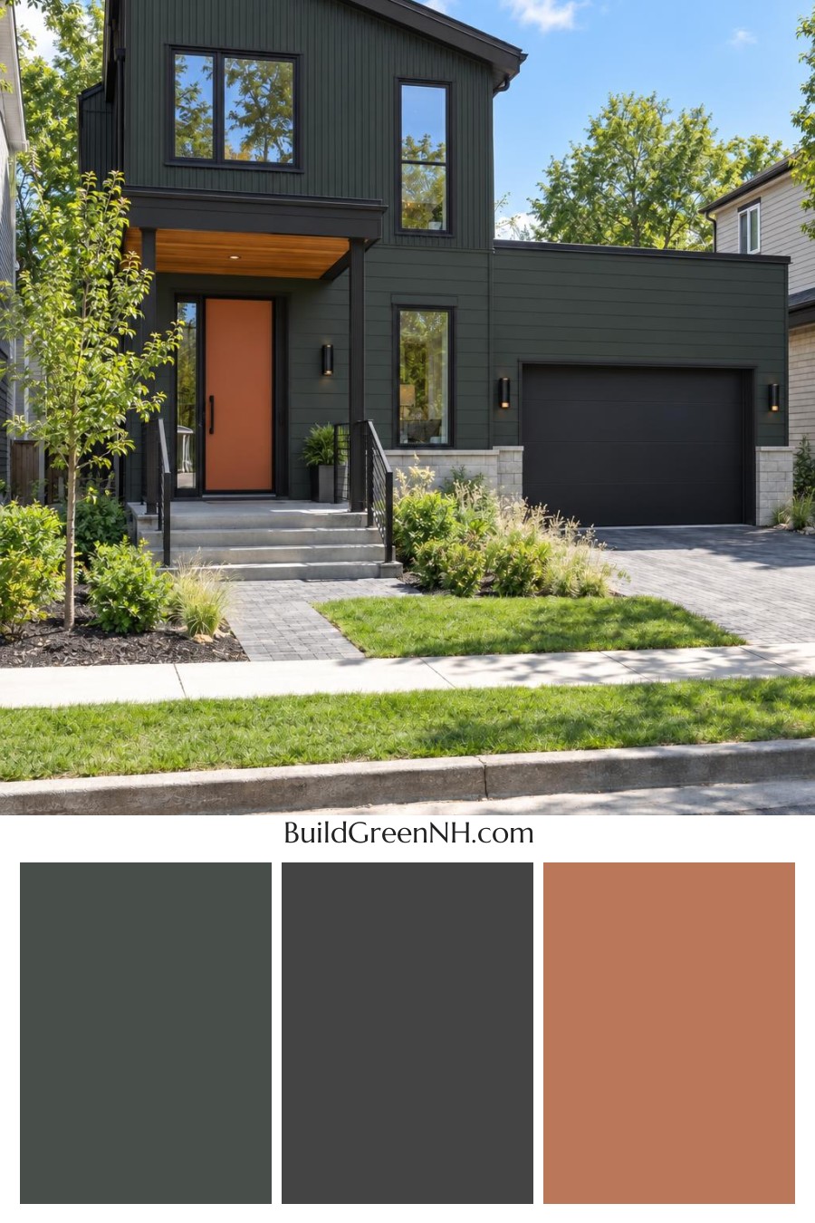 Dark Modern House Exterior Color Scheme: Balsam Terracotta Shift