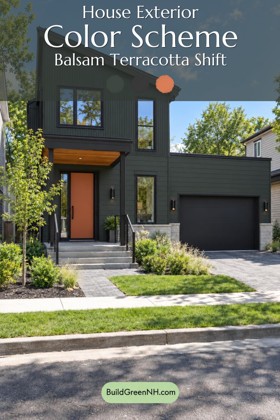 Dark Modern House Exterior Color Scheme: Balsam Terracotta Shift