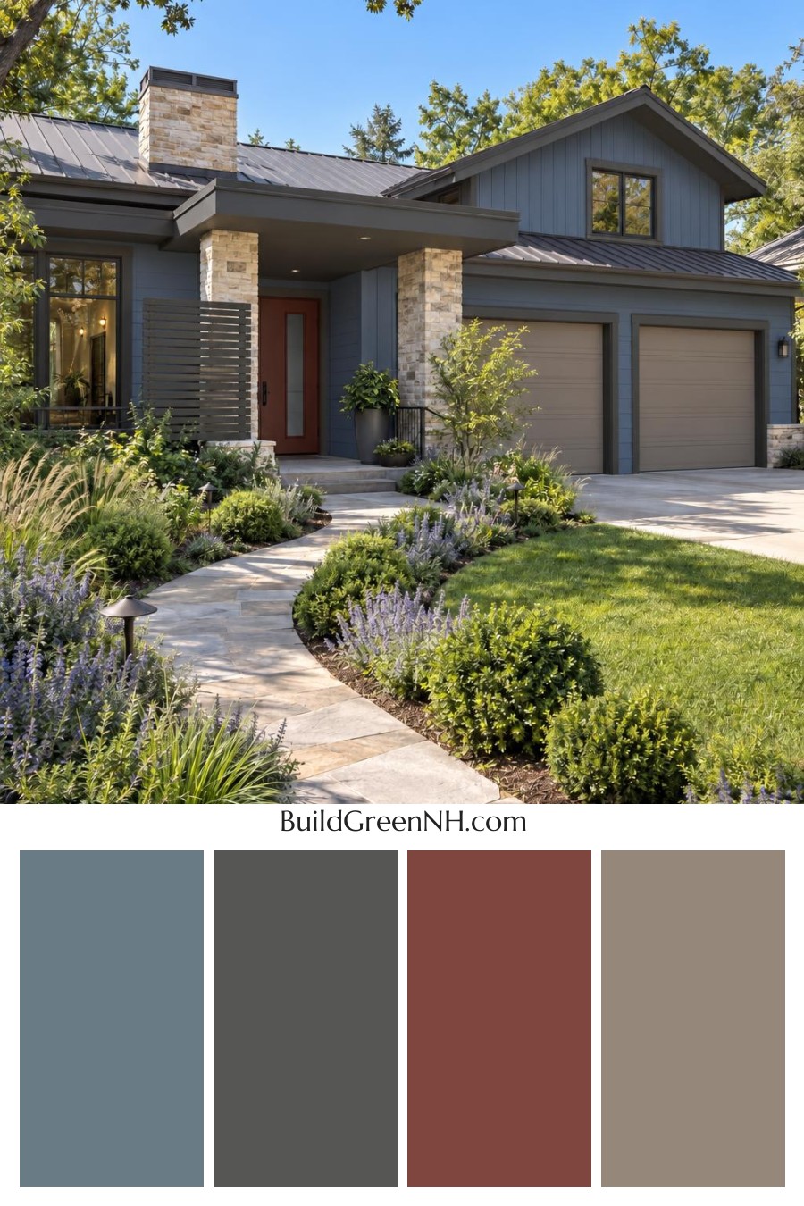 Dark Modern House Exterior Color Scheme: Cobalt Ember Porch