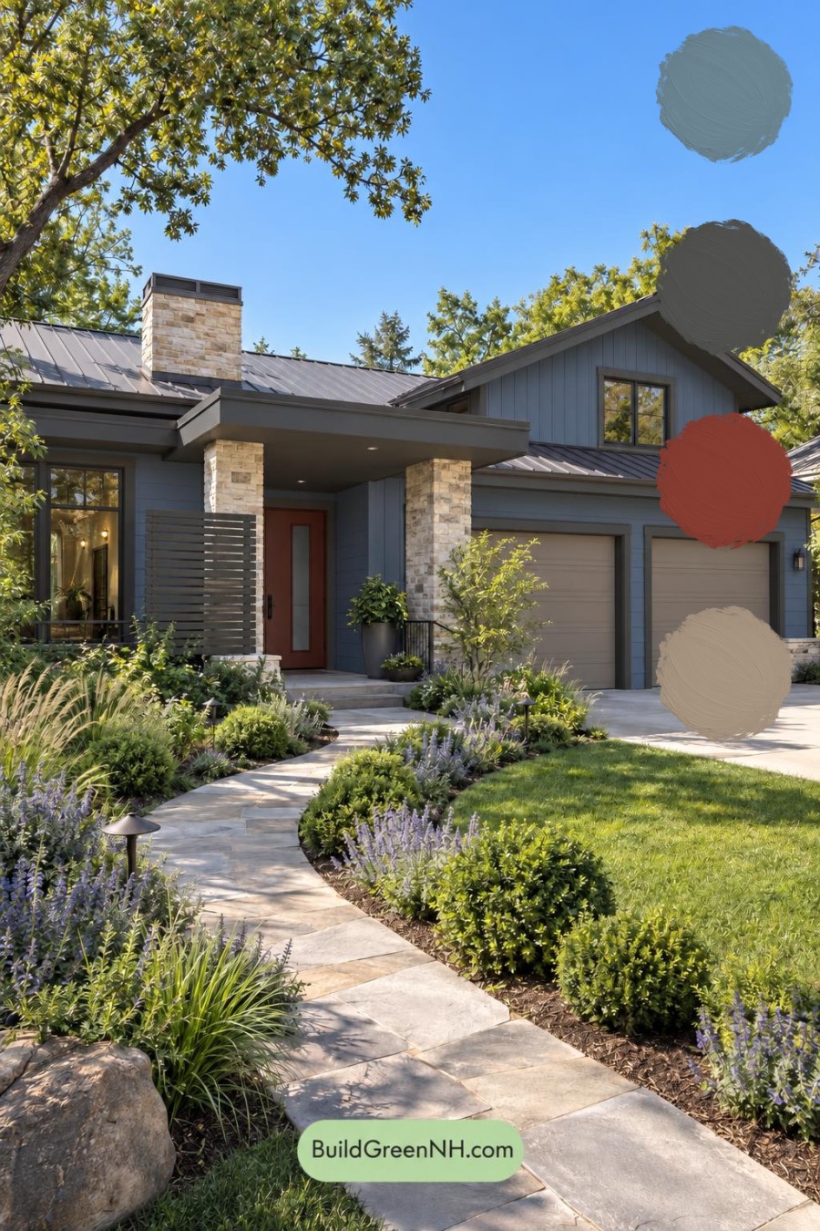 Dark Modern House Exterior Color Scheme: Cobalt Ember Porch