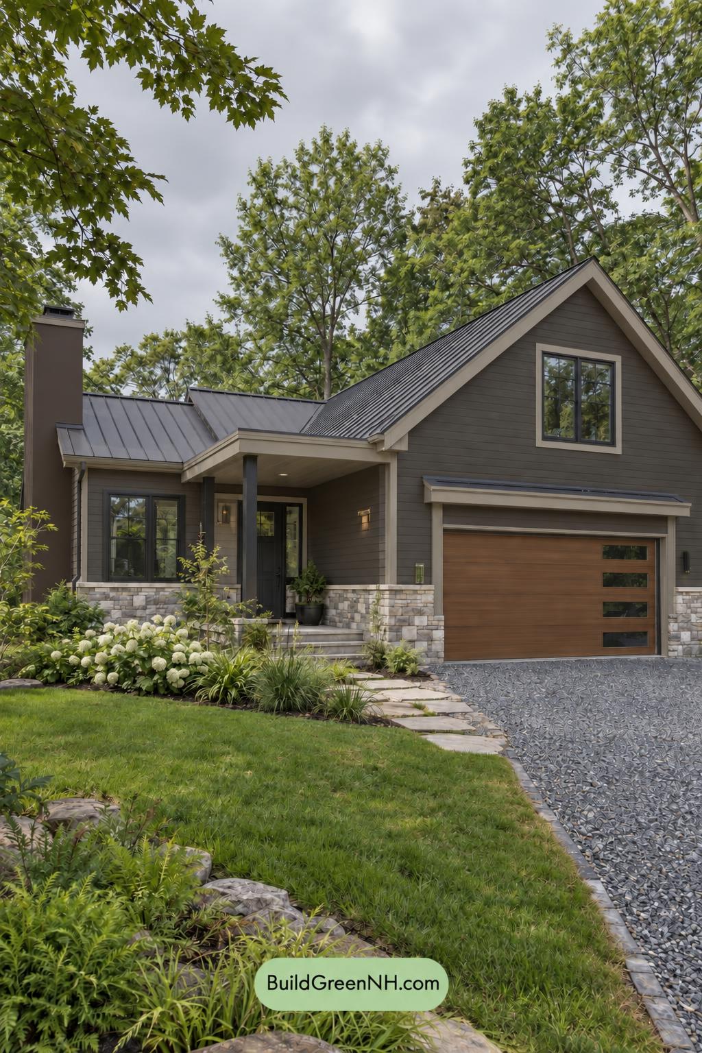 Dark Modern House Exterior Color Scheme: Cocoa Pewter Haven - Overcast