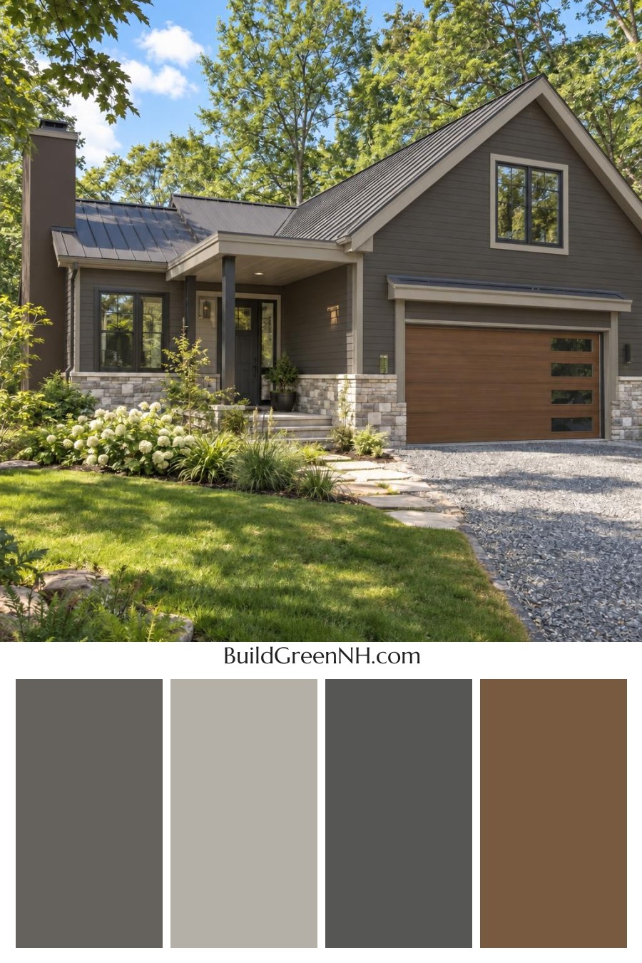 Dark Modern House Exterior Color Scheme: Cocoa Pewter Haven