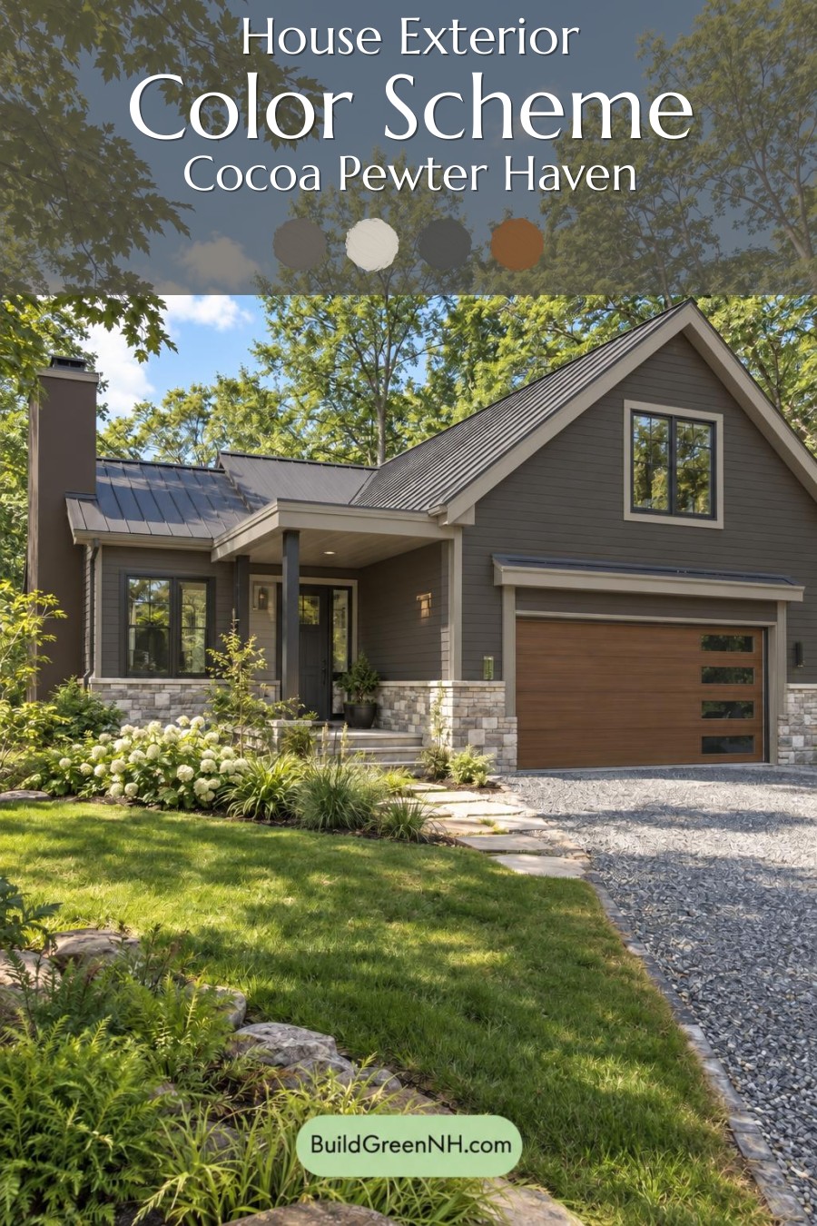 Dark Modern House Exterior Color Scheme: Cocoa Pewter Haven