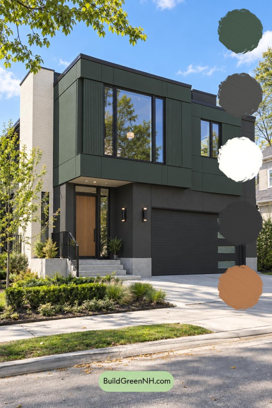 Dark Modern House Exterior Color Scheme: Evergreen Alloy