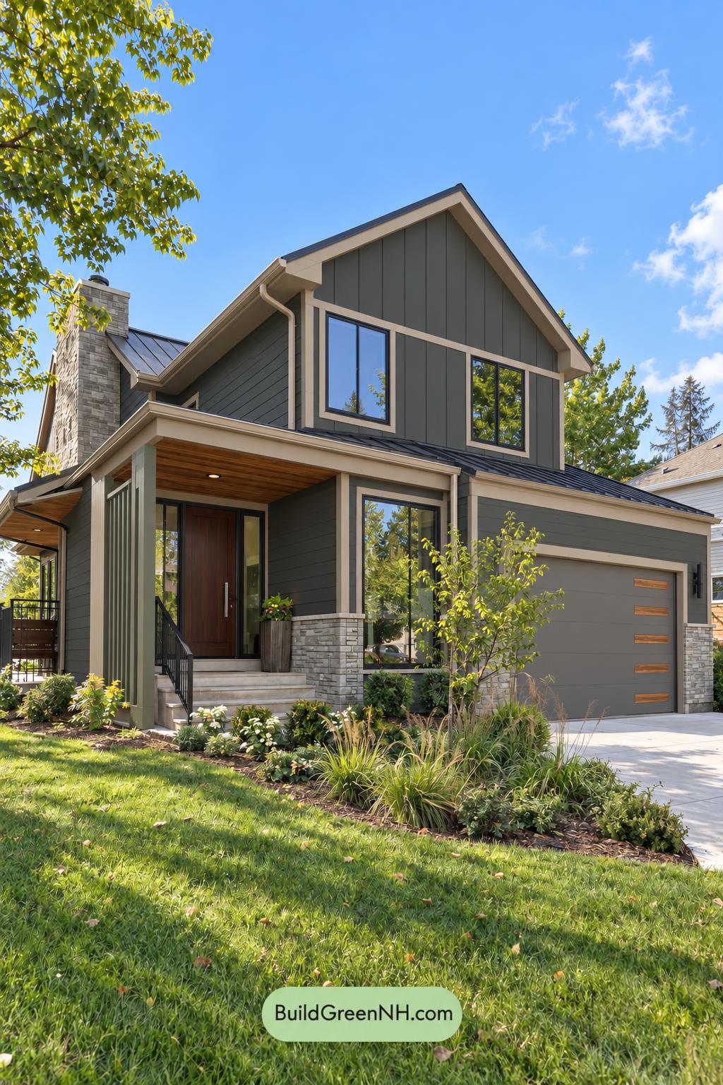 Dark Modern House Exterior Color Scheme: Graphite Moss Poise