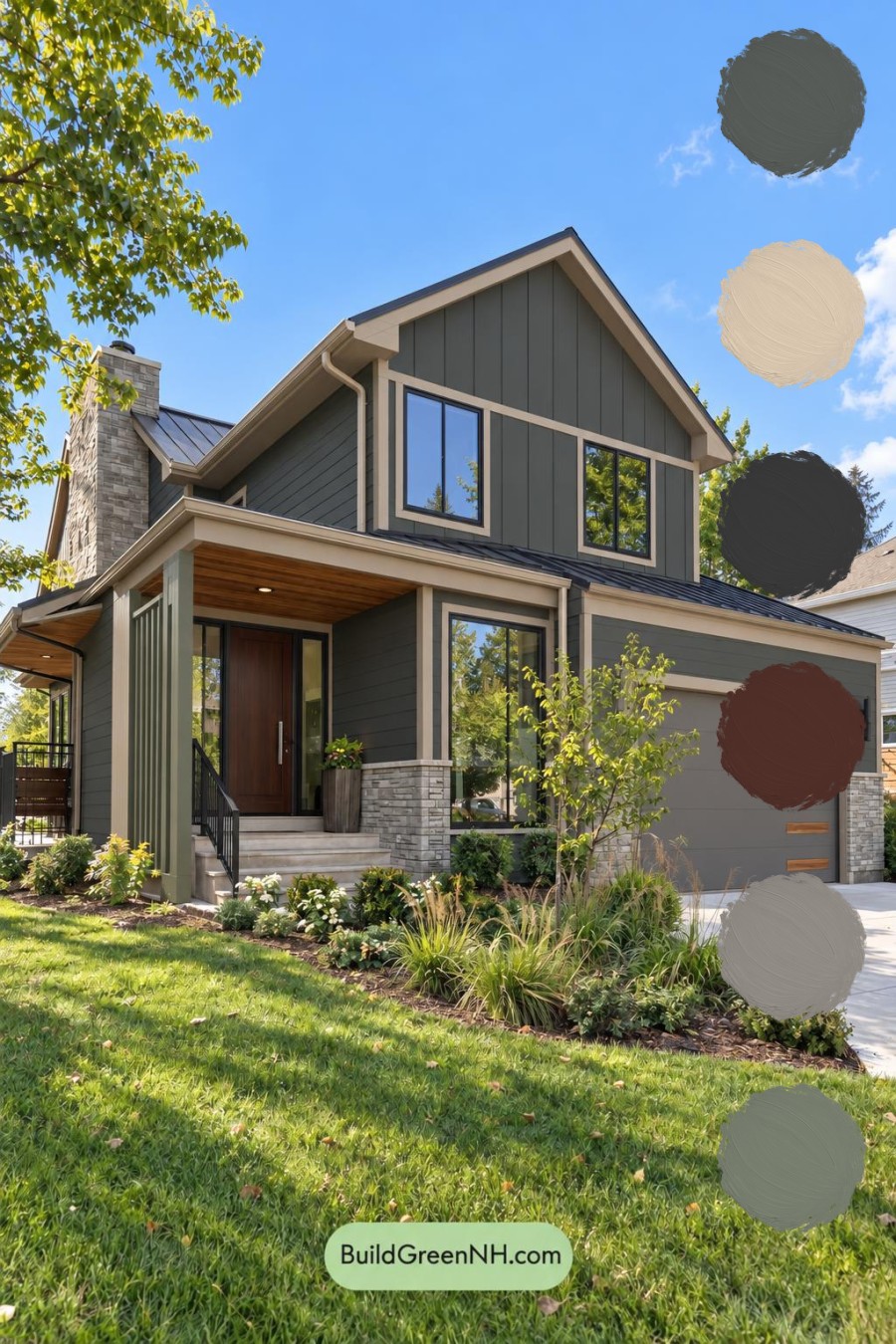 Dark Modern House Exterior Color Scheme: Graphite Moss Poise