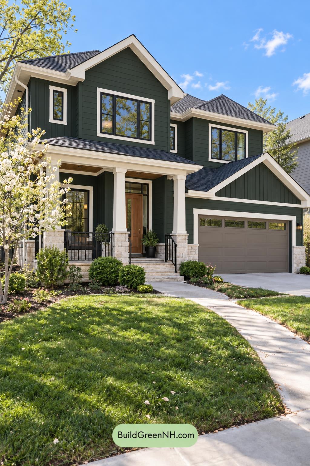 Dark Modern House Exterior Color Scheme: Juniper Lantern