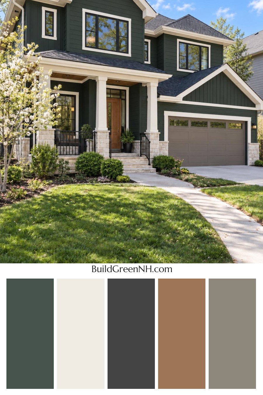Dark Modern House Exterior Color Scheme: Juniper Lantern