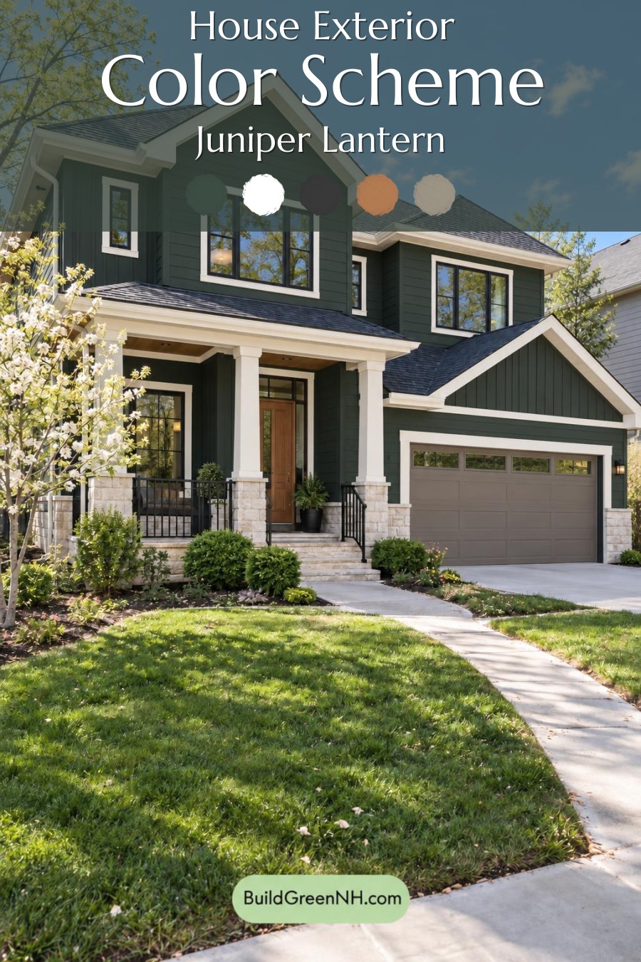 Dark Modern House Exterior Color Scheme: Juniper Lantern