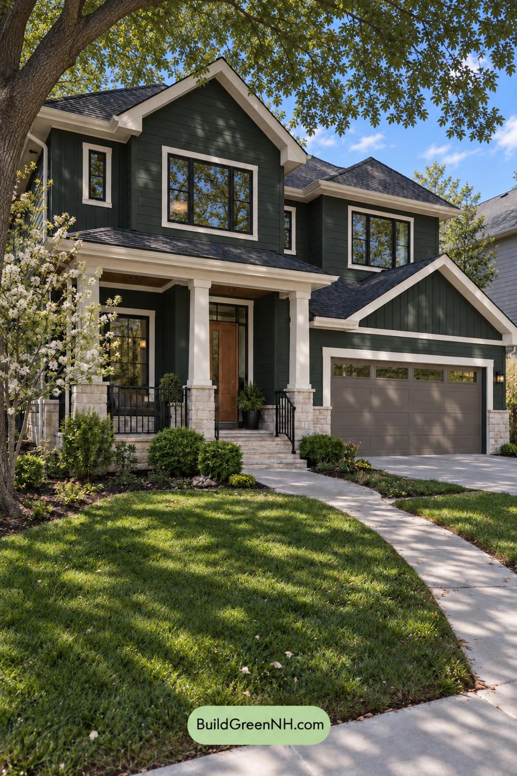 Dark Modern House Exterior Color Scheme: Juniper Lantern - Shade