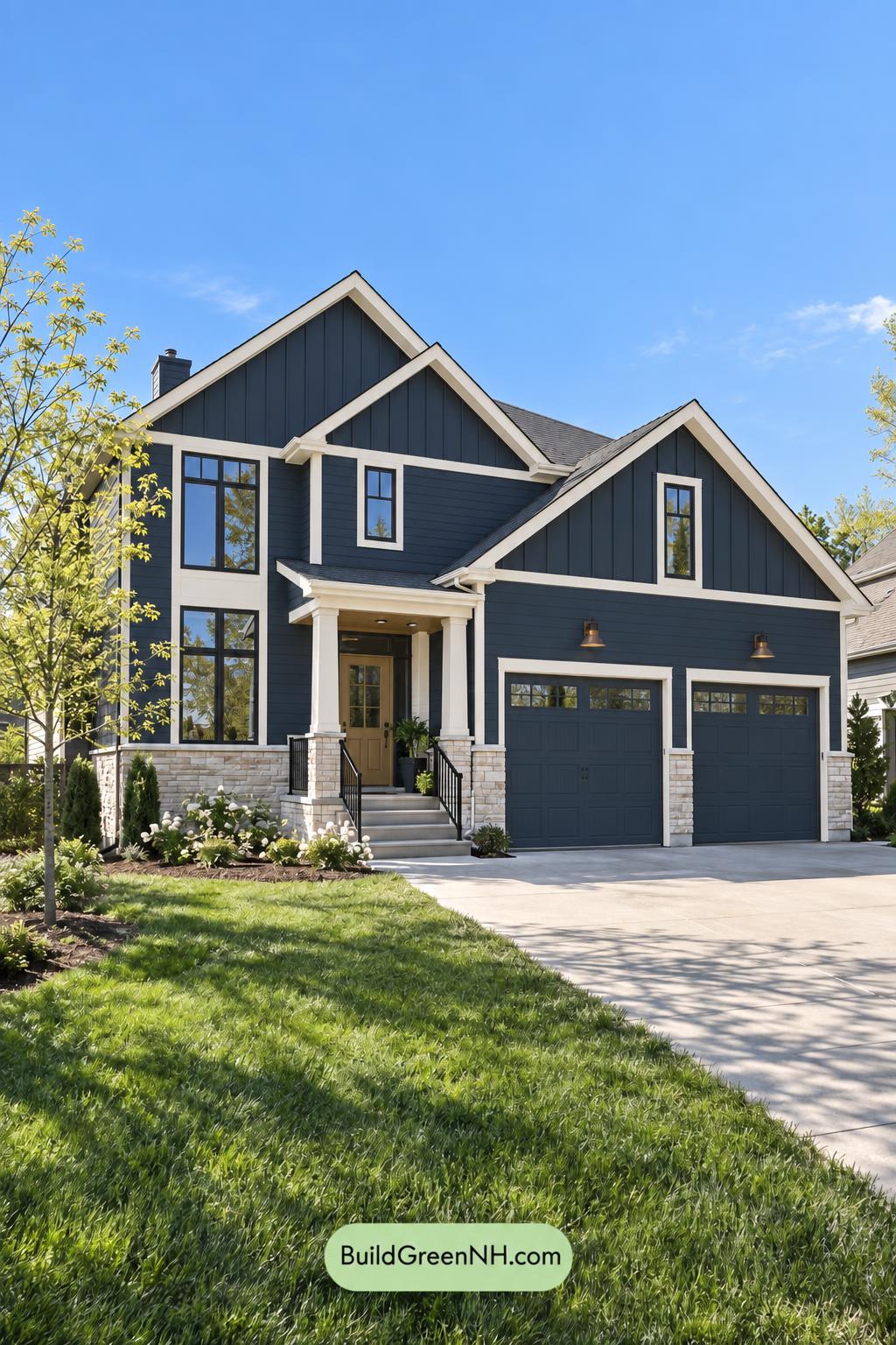 Dark Modern House Exterior Color Scheme: Midnight Saffron Haven