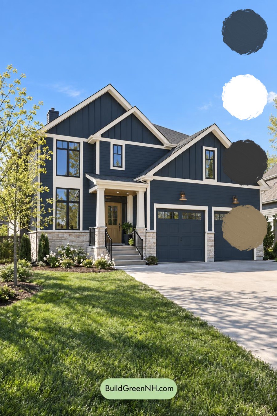 Dark Modern House Exterior Color Scheme: Midnight Saffron Haven