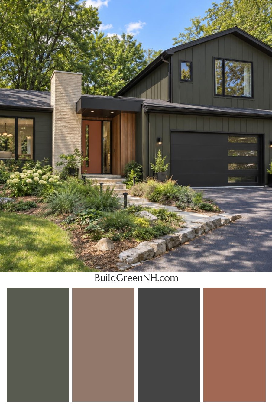 Dark Modern House Exterior Color Scheme: Myrtle Clay Passage