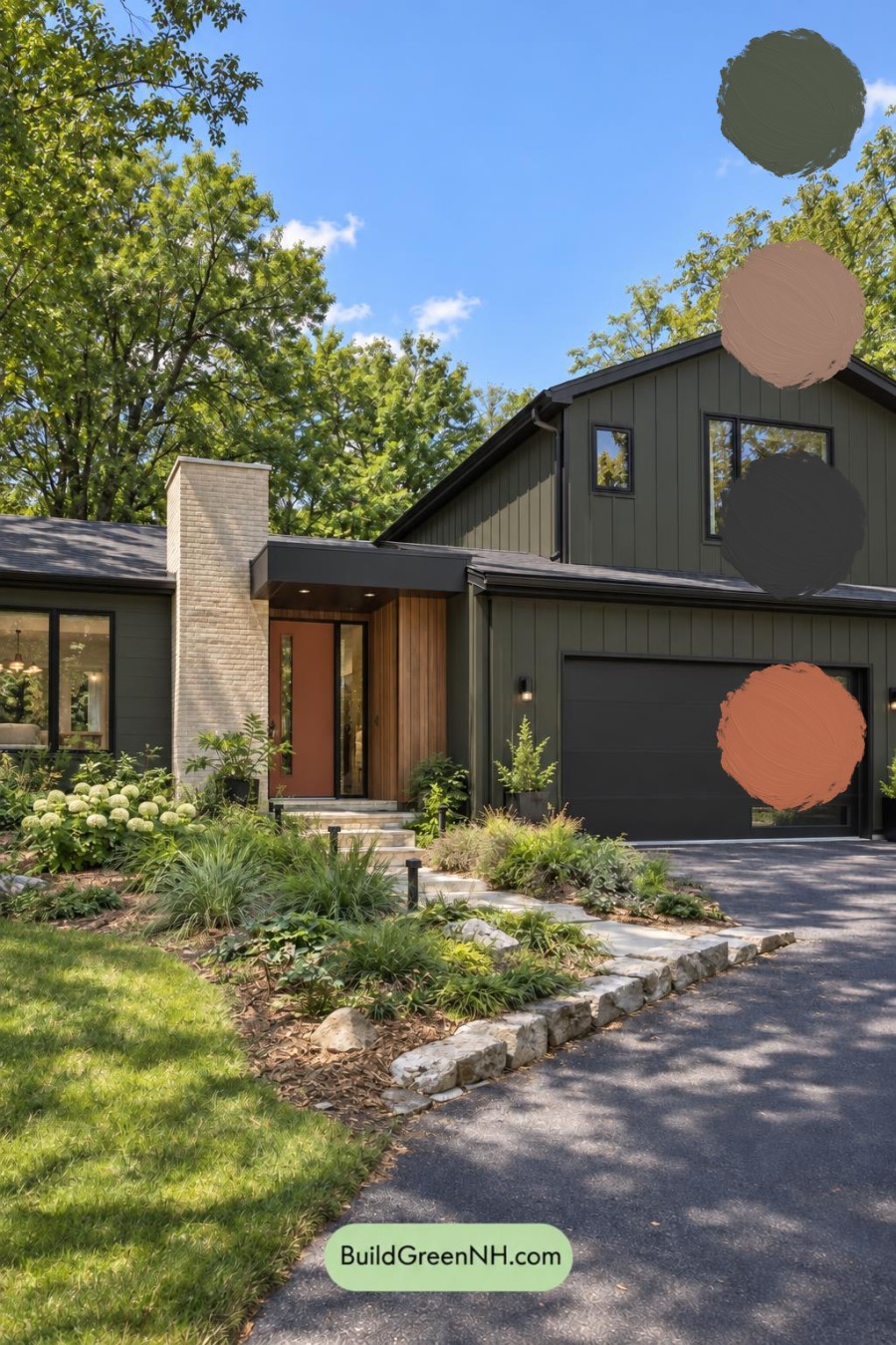 Dark Modern House Exterior Color Scheme: Myrtle Clay Passage