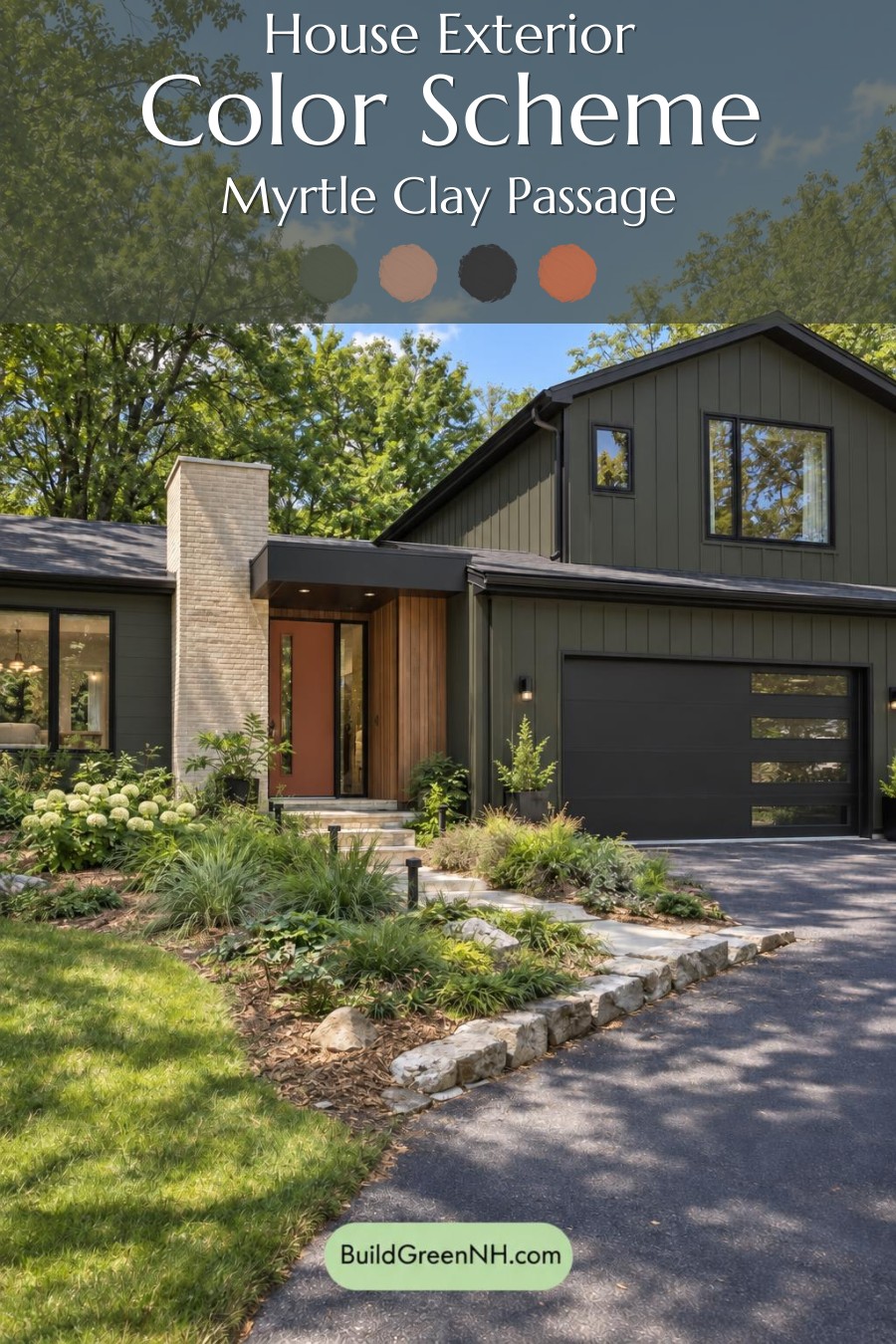 Dark Modern House Exterior Color Scheme: Myrtle Clay Passage