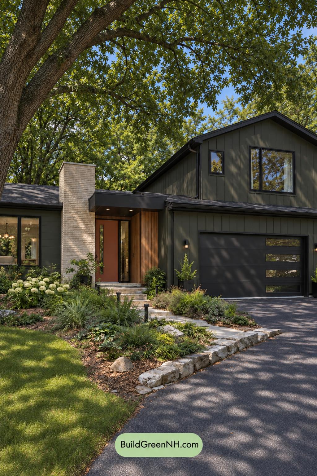 Dark Modern House Exterior Color Scheme: Myrtle Clay Passage - Shade