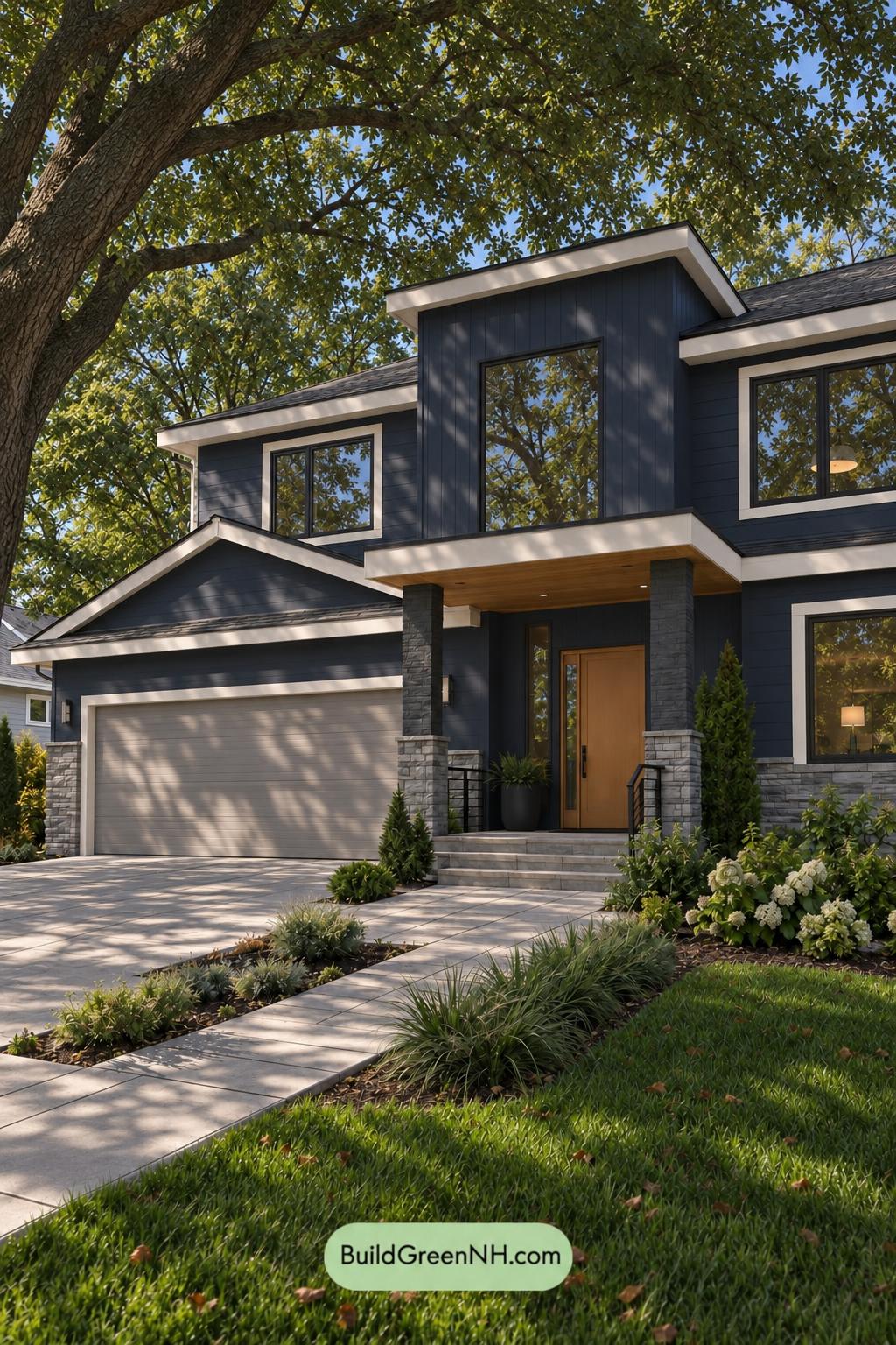 Dark Modern House Exterior Color Scheme: Navy Apricot Threshold - Shade